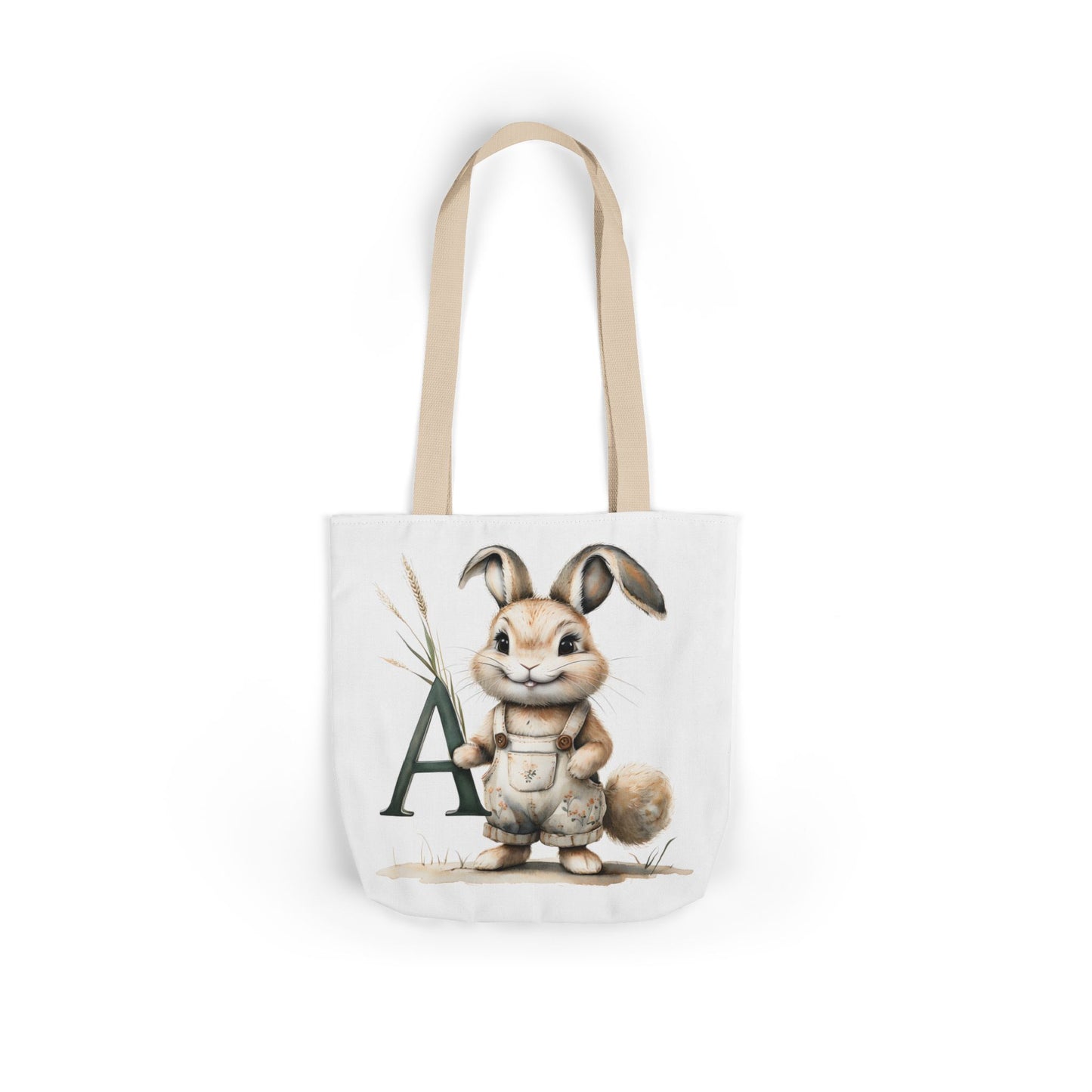 Charming Letter A Rabbit Canvas Tote Bag, Eco-Friendly Shopping, Perfect for Easter, Gift for Animal Lovers, Cute Eco Tote