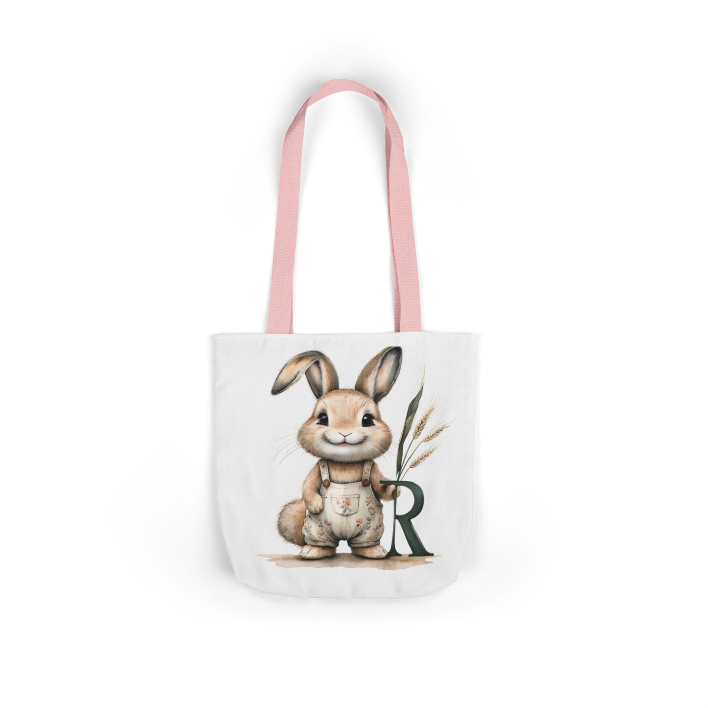 Adorable Letter R Bunny Canvas Tote Bag, Cute Easter Gift, Eco-friendly Shopping Bag, Kids' Party Gift