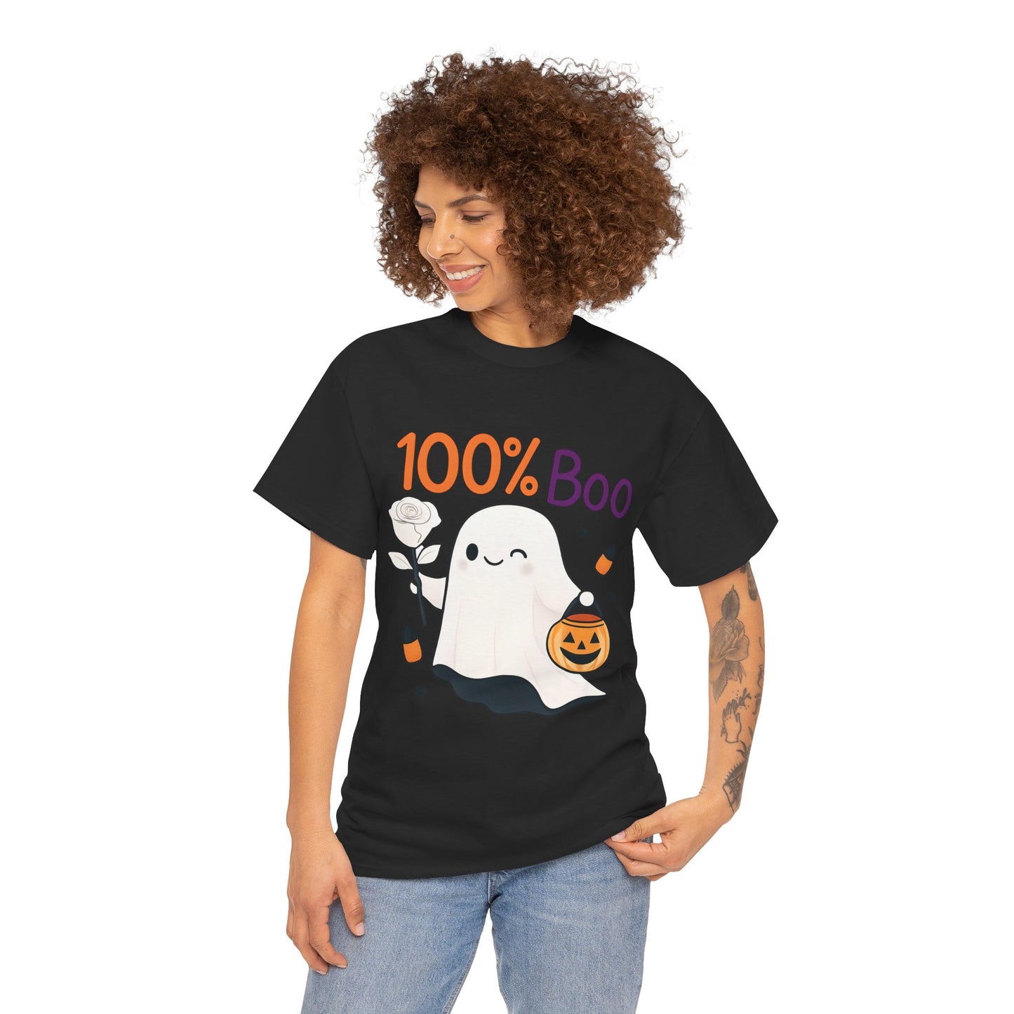 100% Boo Ghost Tee - Cute Halloween Unisex Shirt, Spooky T-Shirt, Halloween Costume Top, Fall Apparel, Ghost Lovers Gift
