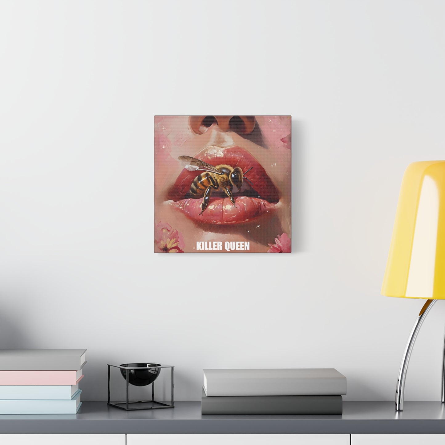 Surreal Killer Queen Canvas Art Print, Bold Wall Decor, Unique Gift for Her, Bee Lover Art, Vibrant Home Decor, Unique Design