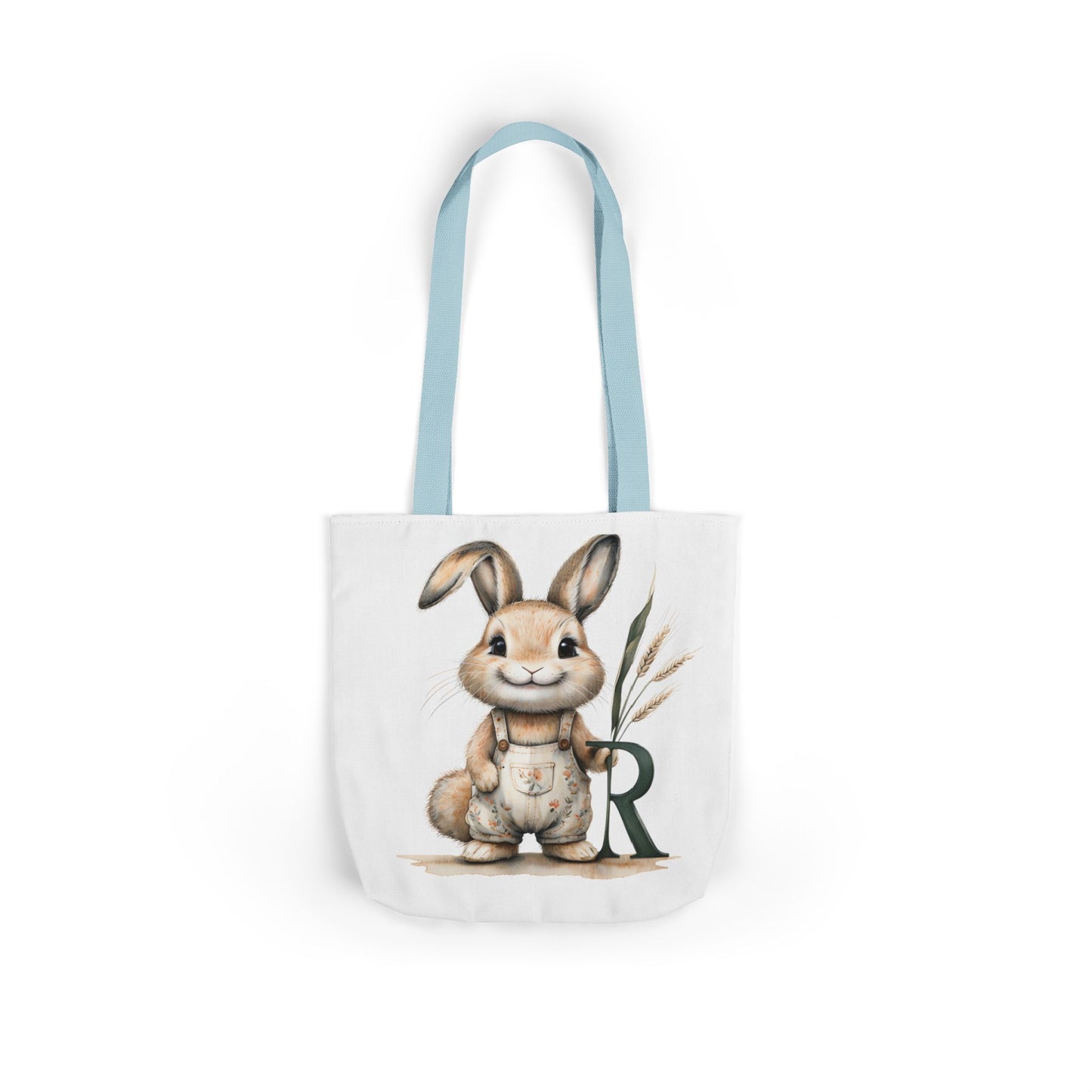 Adorable Letter R Bunny Canvas Tote Bag, Cute Easter Gift, Eco-friendly Shopping Bag, Kids' Party Gift