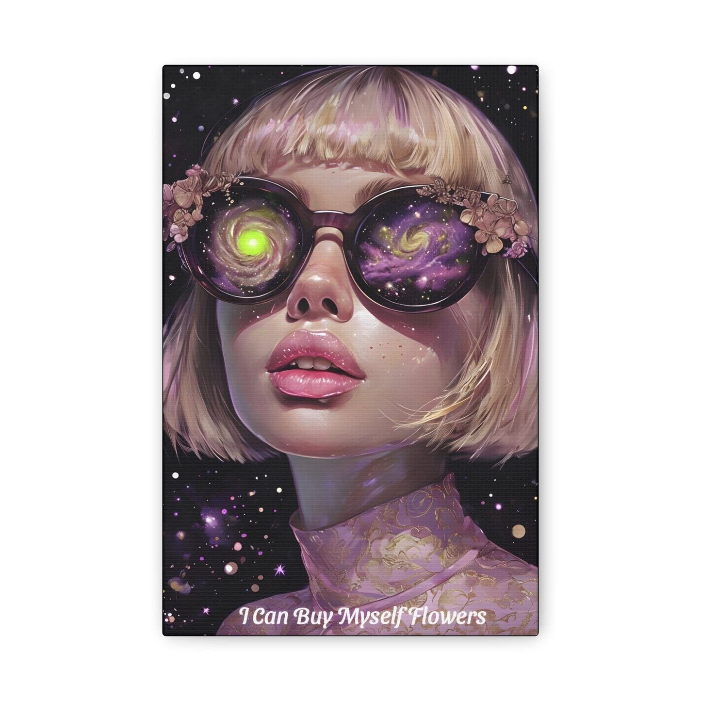 Canvas Wall Art, Surreal Illustration Cyrus Sunglasses Flowers Colourful Canvas Print, Home Decor, Gift Idea, Modern Artwork, Room Decor