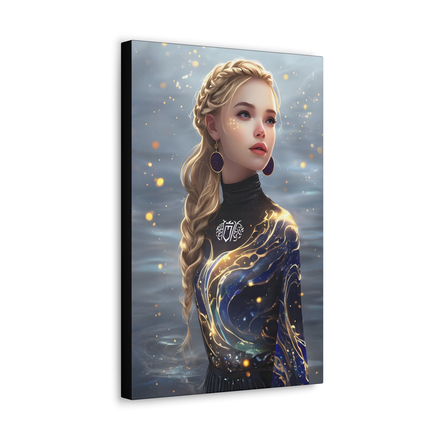 Canvas Art, Serene Woman Portrait Painting Printed on Classic Canvas, Wall Decor, Home Decor, Ethereal Atmosphere Art, Misty Water