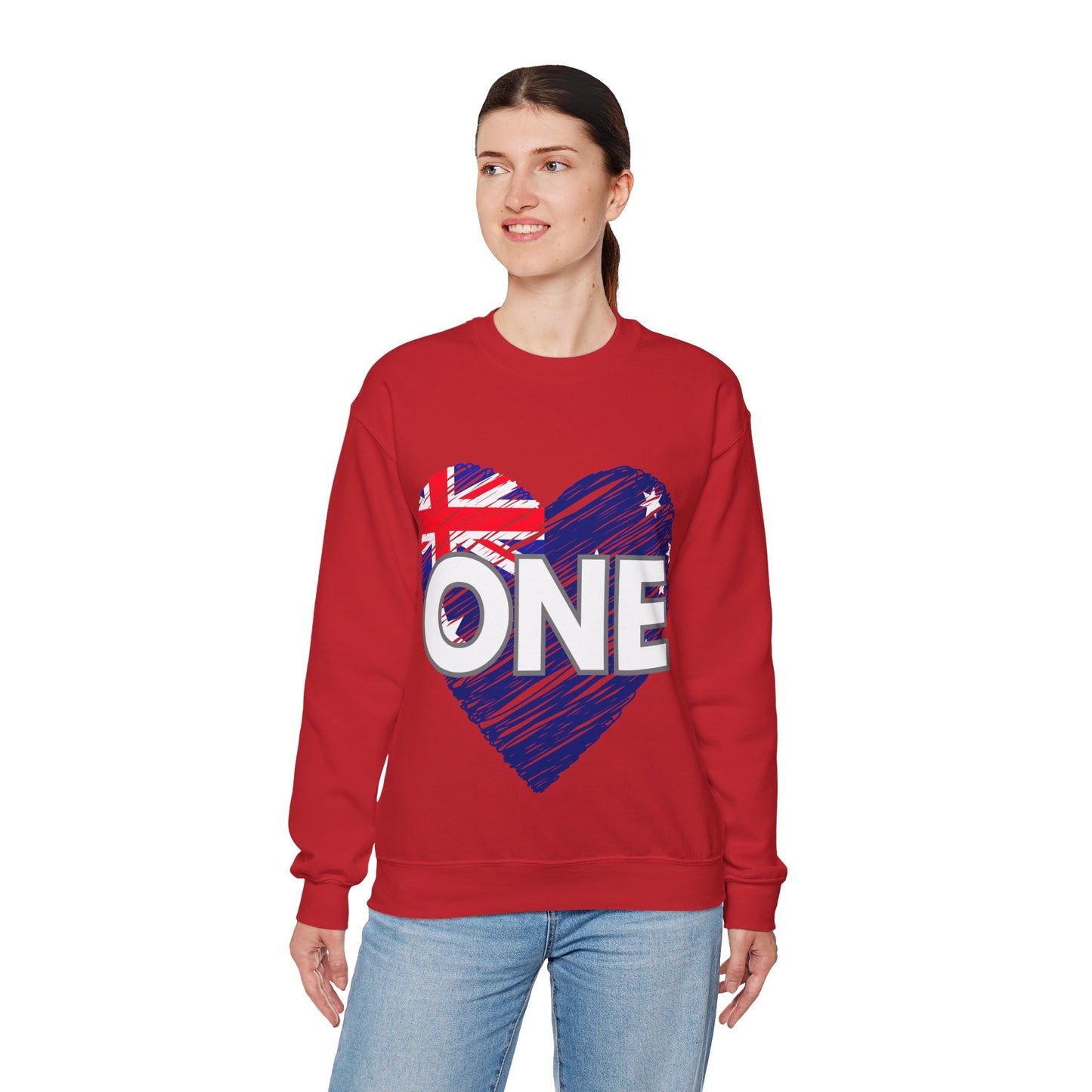 Australia ONE Heart Crewneck Unity Sweatshirt – Patriotic Aussie Design