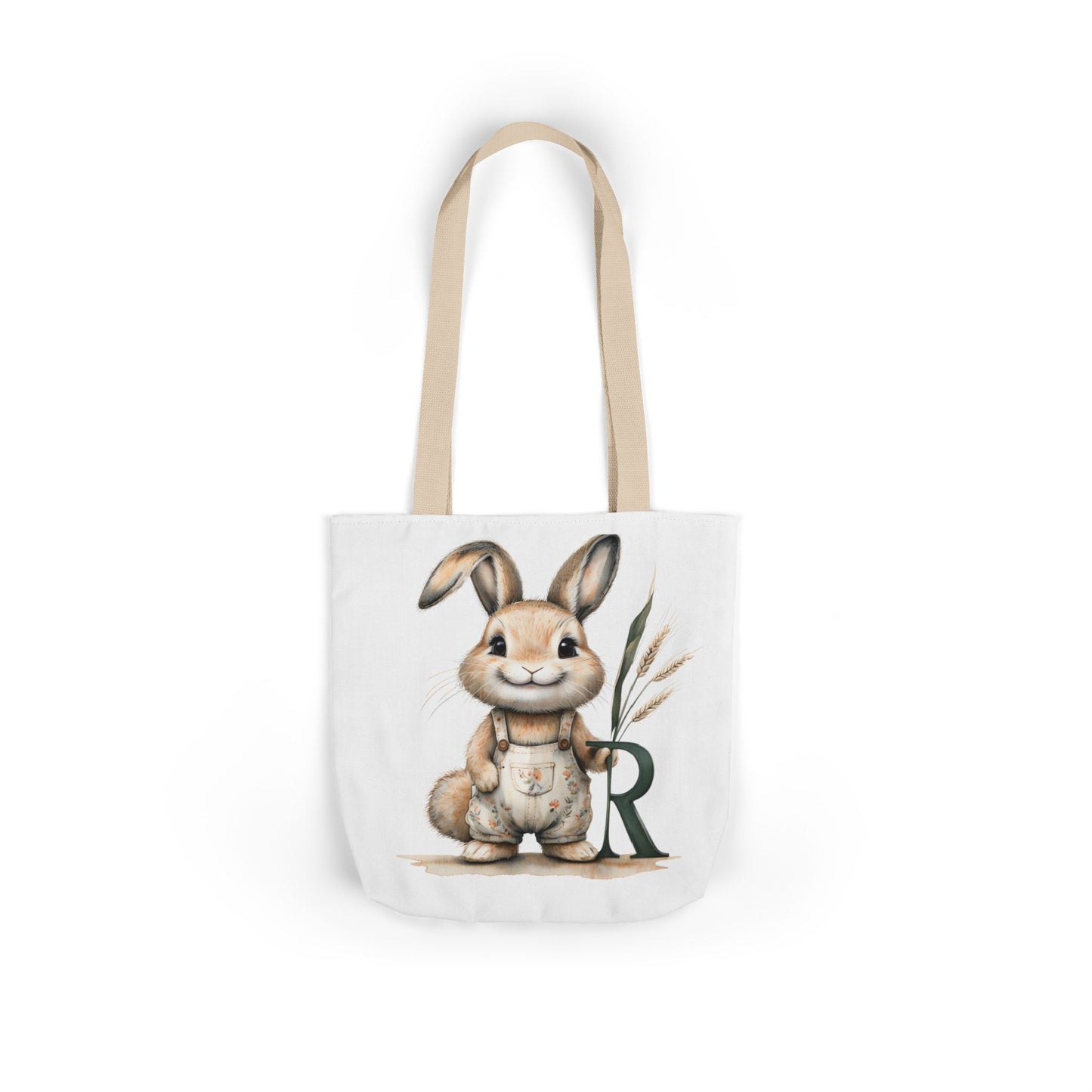 Adorable Letter R Bunny Canvas Tote Bag, Cute Easter Gift, Eco-friendly Shopping Bag, Kids' Party Gift