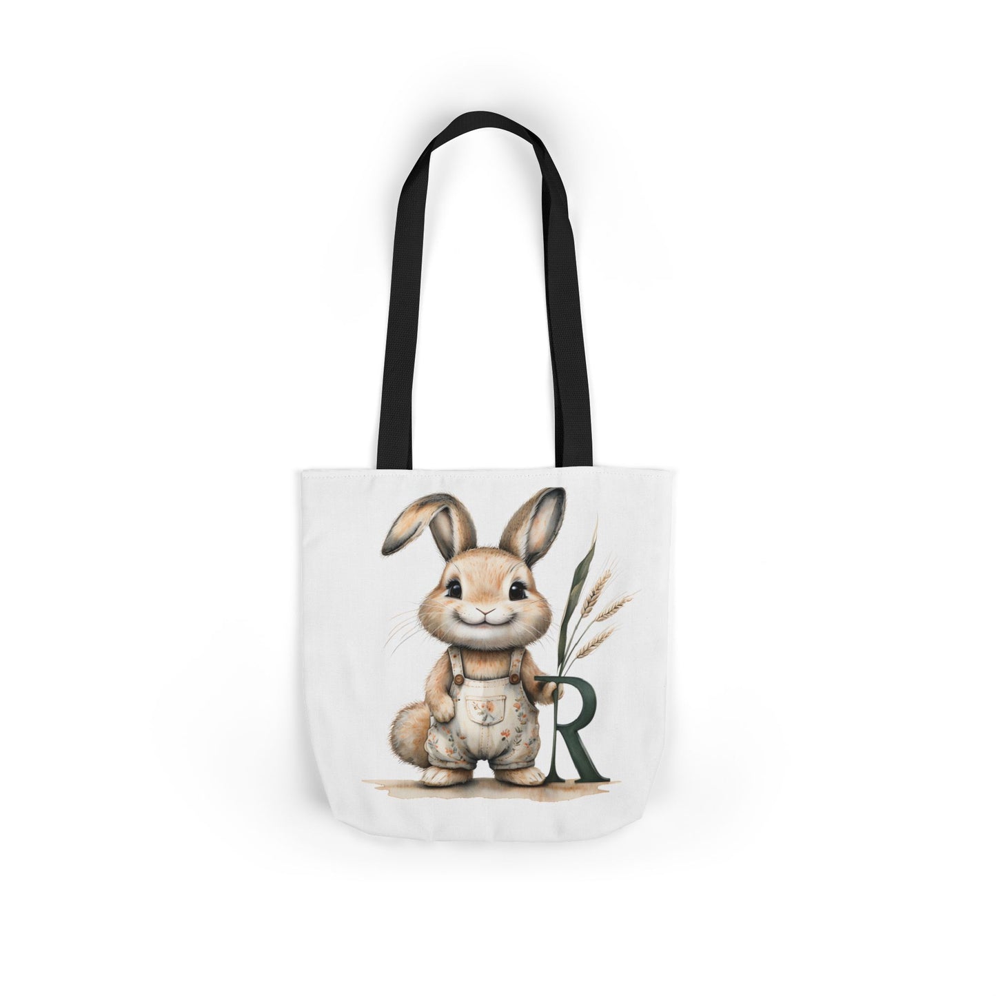 Adorable Letter R Bunny Canvas Tote Bag, Cute Easter Gift, Eco-friendly Shopping Bag, Kids' Party Gift