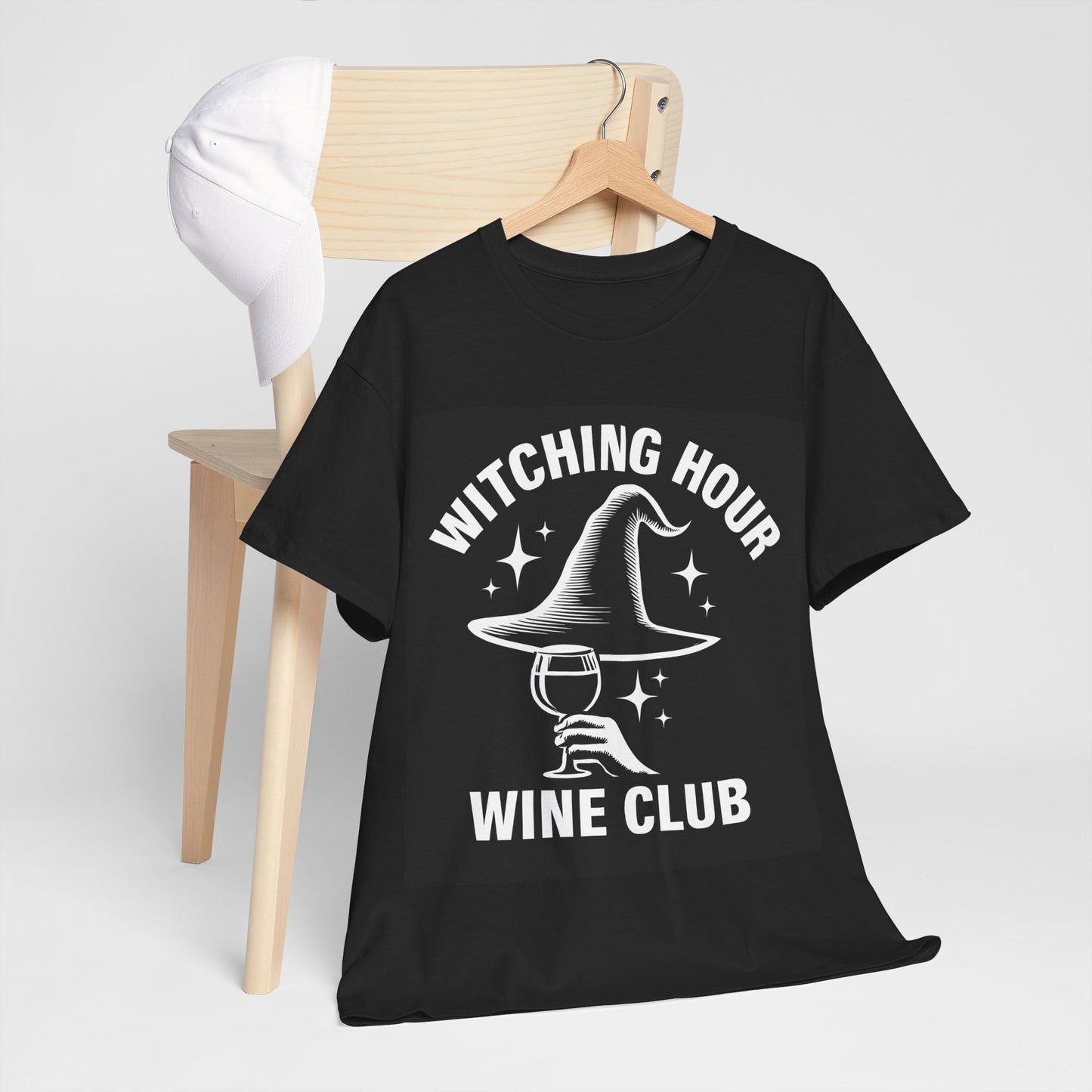 Witching Hour Wine Club Tee, Unisex Cotton Shirt, Cozy Halloween Apparel, Perfect Gift for Wine Lovers, Spooky Season Outfit