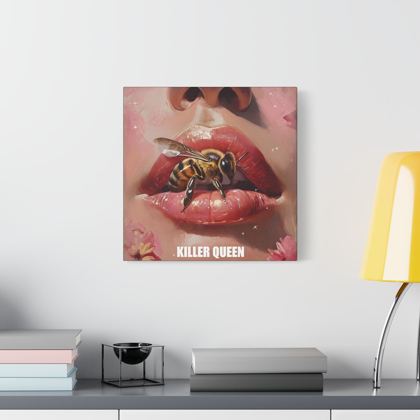 Surreal Killer Queen Canvas Art Print, Bold Wall Decor, Unique Gift for Her, Bee Lover Art, Vibrant Home Decor, Unique Design