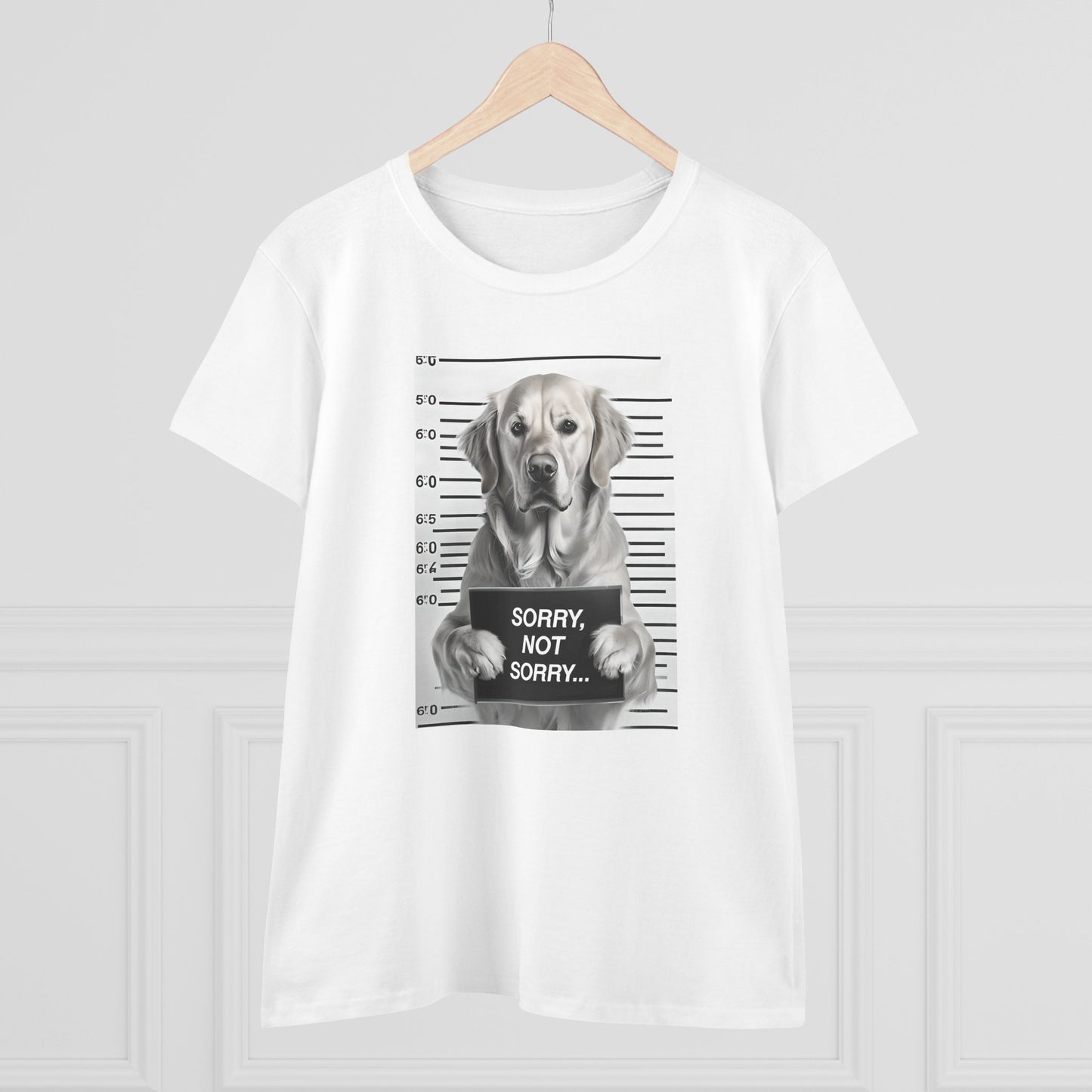 Funny Dog Mugshot Tee, Casual Cotton T-Shirt, Pet Lover Apparel, Gift for Dog Owners, Humorous Dog Shirt, Sorry Not Sorry Tee