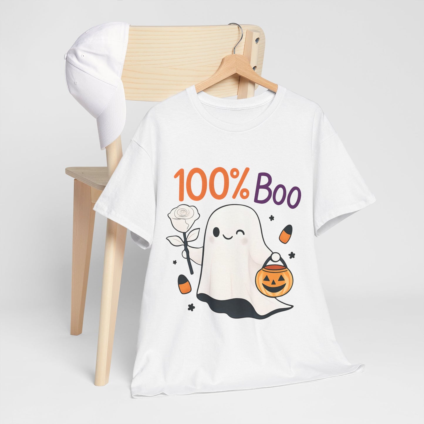 100% Boo Ghost Tee - Cute Halloween Unisex Shirt, Spooky T-Shirt, Halloween Costume Top, Fall Apparel, Ghost Lovers Gift