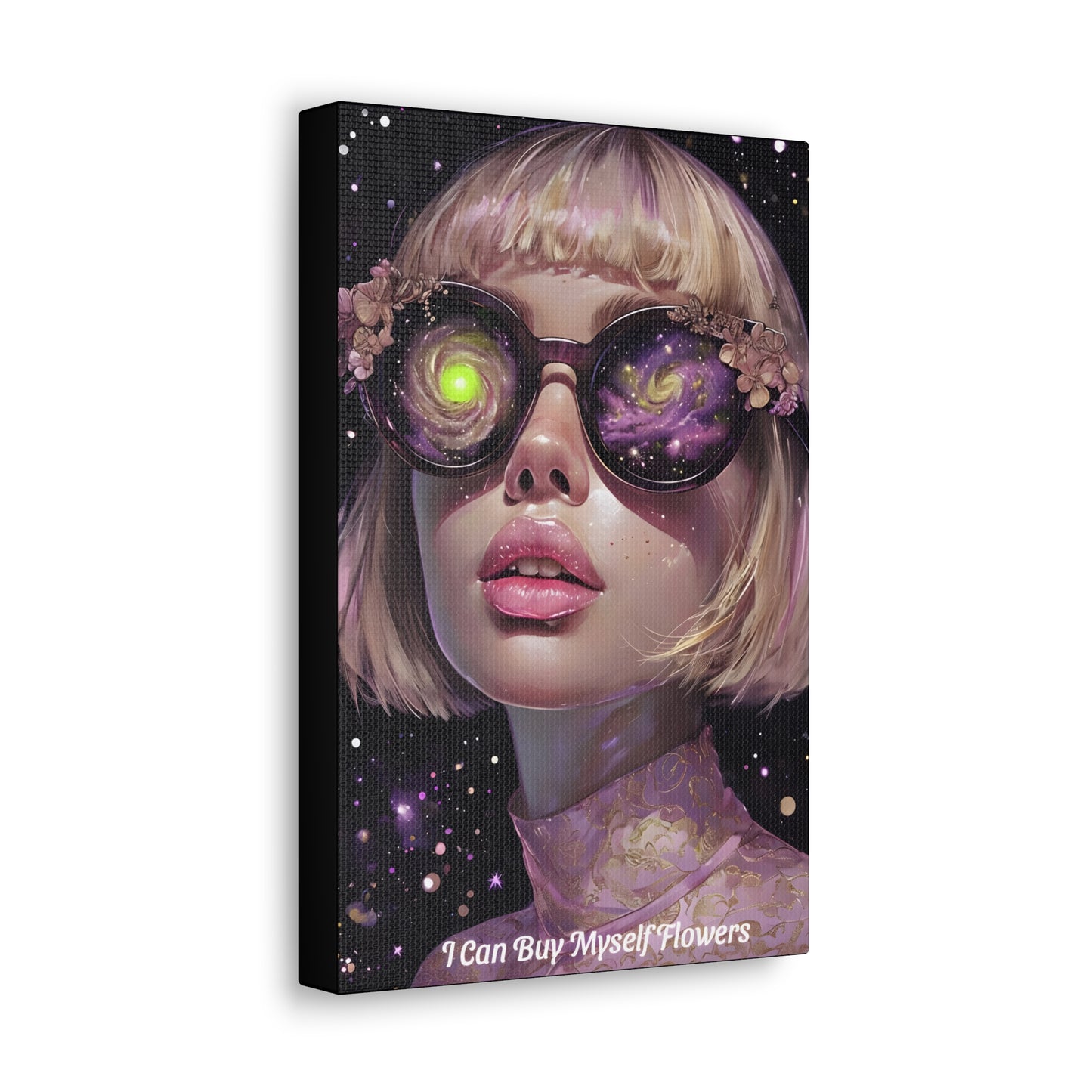 Canvas Wall Art, Surreal Illustration Cyrus Sunglasses Flowers Colourful Canvas Print, Home Decor, Gift Idea, Modern Artwork, Room Decor