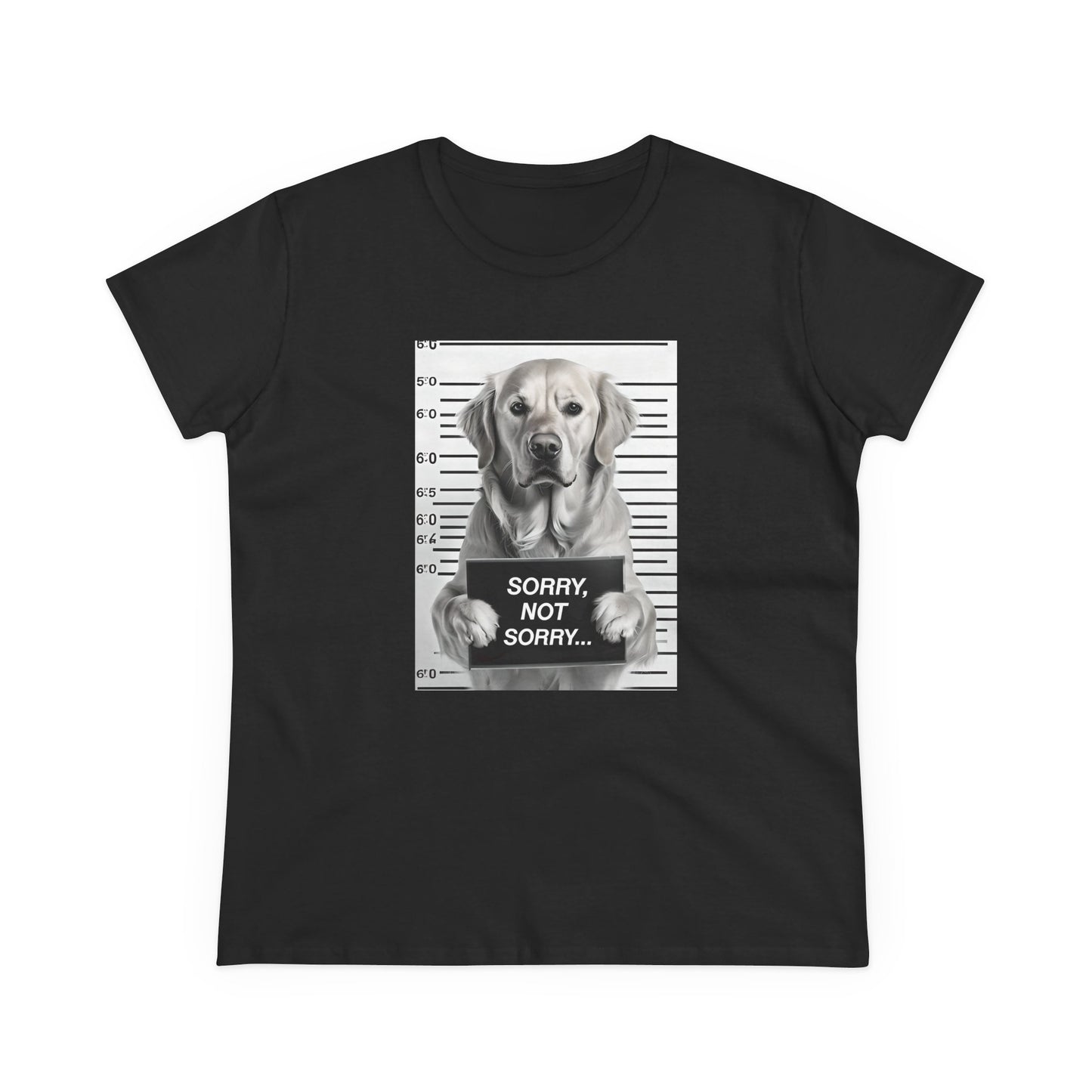 Funny Dog Mugshot Tee, Casual Cotton T-Shirt, Pet Lover Apparel, Gift for Dog Owners, Humorous Dog Shirt, Sorry Not Sorry Tee