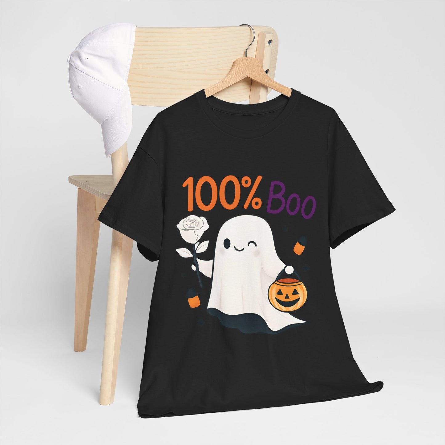 100% Boo Ghost Tee - Cute Halloween Unisex Shirt, Spooky T-Shirt, Halloween Costume Top, Fall Apparel, Ghost Lovers Gift