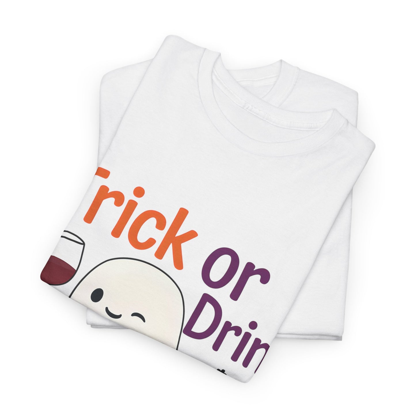Halloween Ghost Tee, Fun Unisex Tee, Trick or Drink T-Shirt, Casual Halloween Apparel, Spooky Season Gift, Seasonal Humor Shirt
