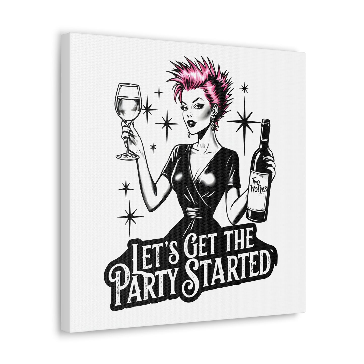 Canvas Wall Art Print, Pink Alecia Party Decoration, Lets Get Started Decor, Wall Hanging Poster, Home Office Bed Room Decor