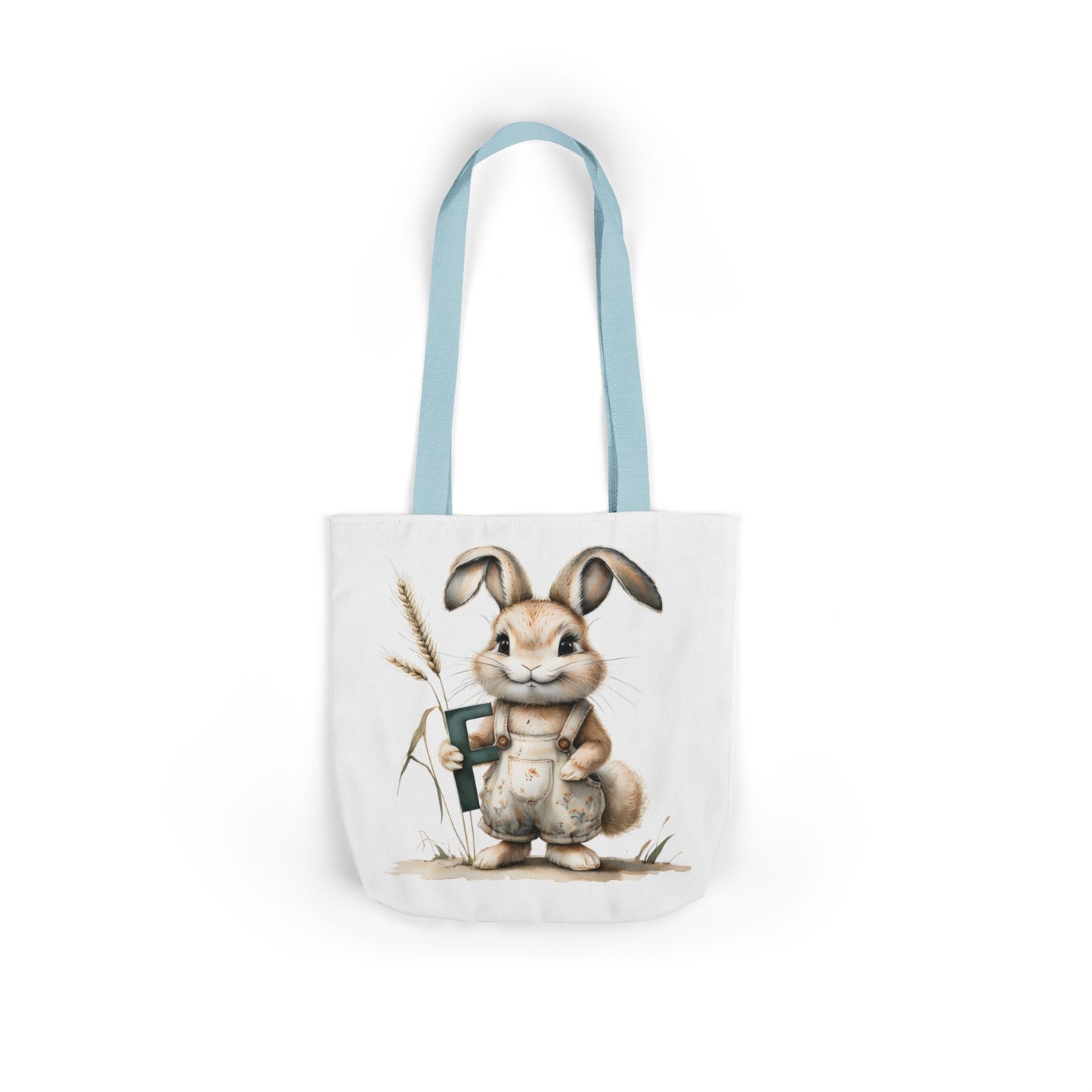 Charming Letter F Rabbit Canvas Tote Bag, Perfect for Easter, Gardening, Eco-Friendly Shopping, Cute Animal Lover Gift