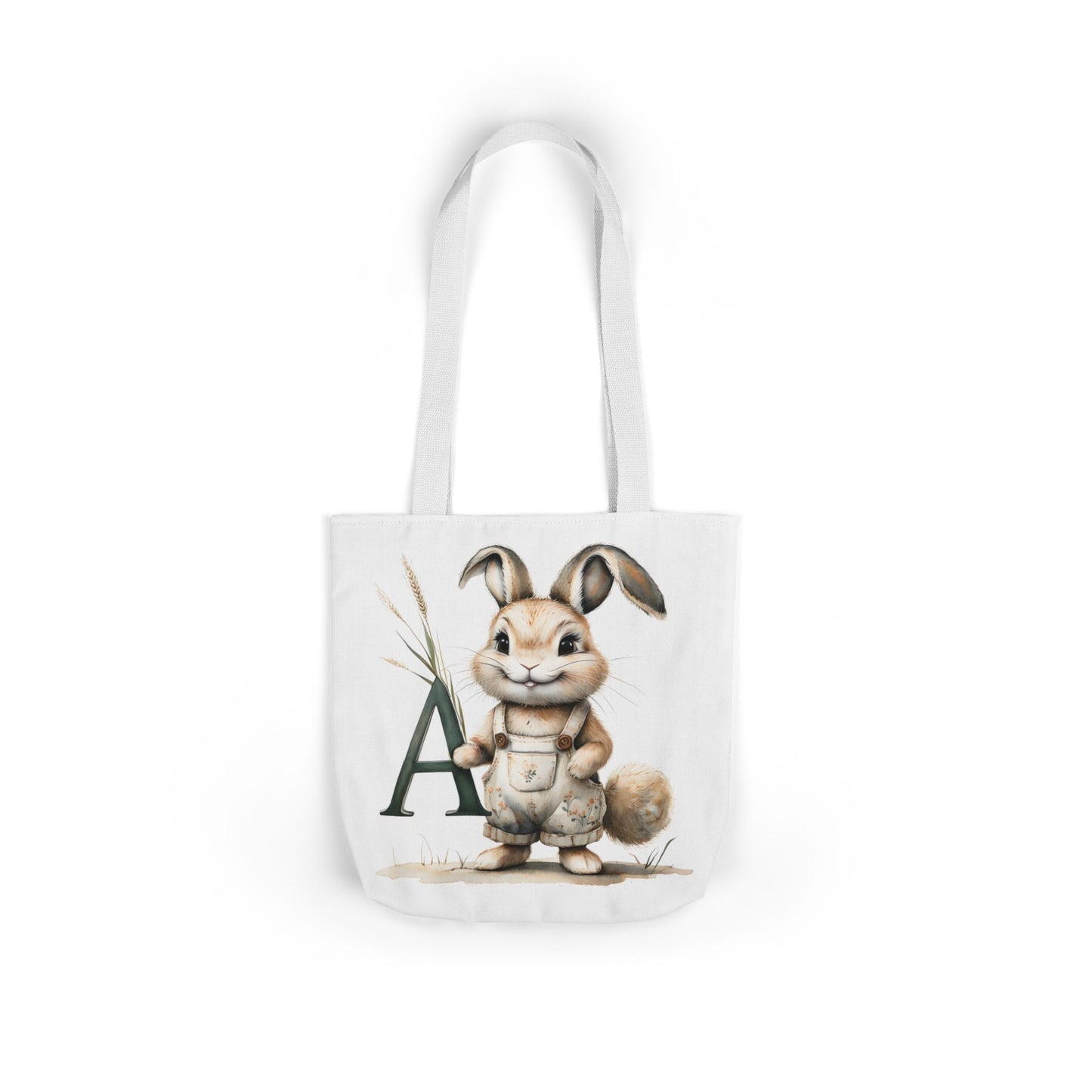 Charming Letter A Rabbit Canvas Tote Bag, Eco-Friendly Shopping, Perfect for Easter, Gift for Animal Lovers, Cute Eco Tote