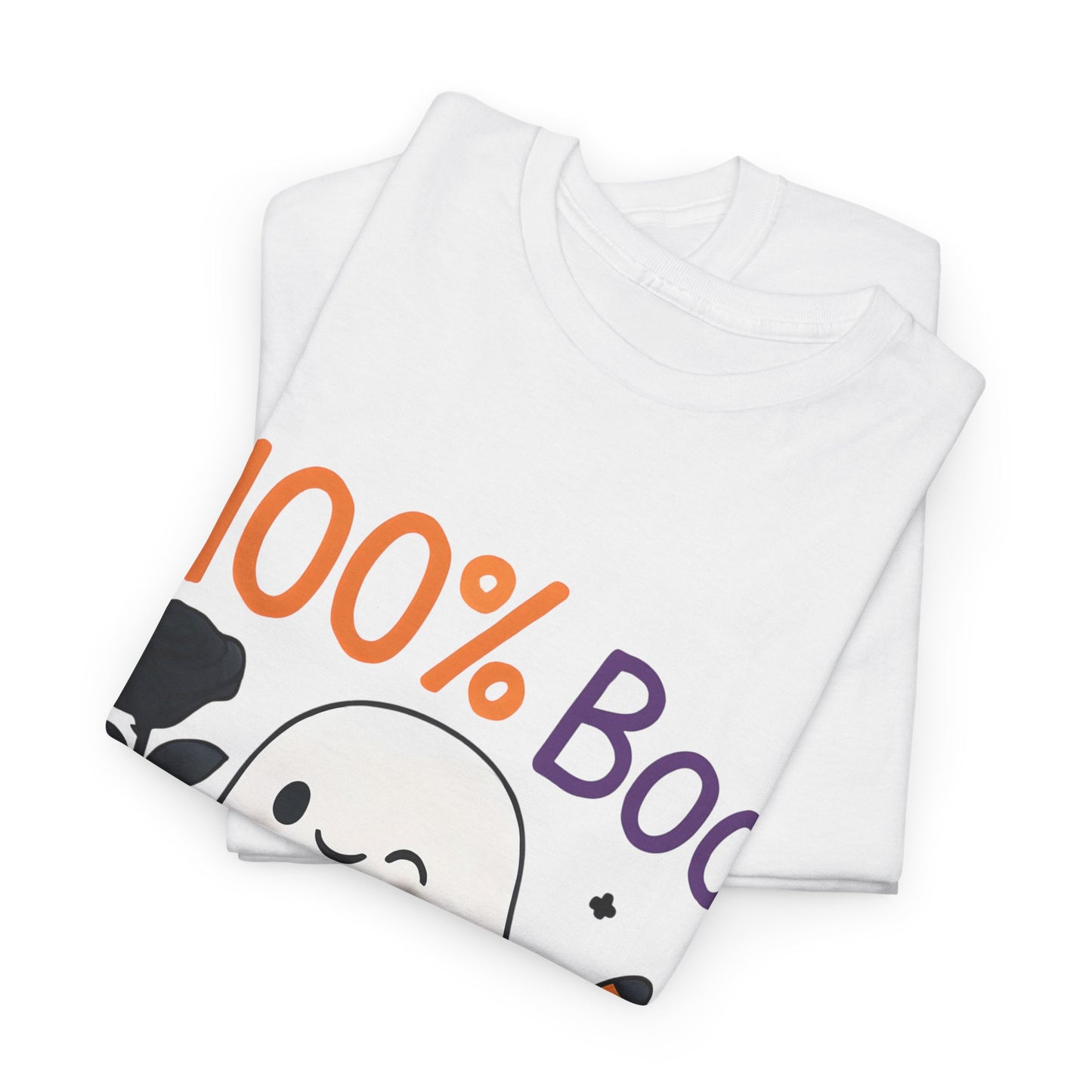 100% Boo Ghost Tee | Unisex Heavy Cotton Tee, Halloween Shirt, Casual Wear, Gift for Ghost Lovers, Cute Halloween Apparel