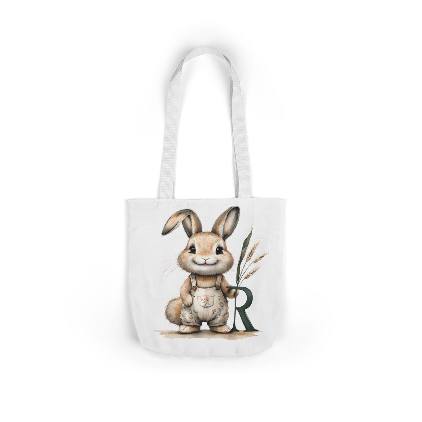 Adorable Letter R Bunny Canvas Tote Bag, Cute Easter Gift, Eco-friendly Shopping Bag, Kids' Party Gift