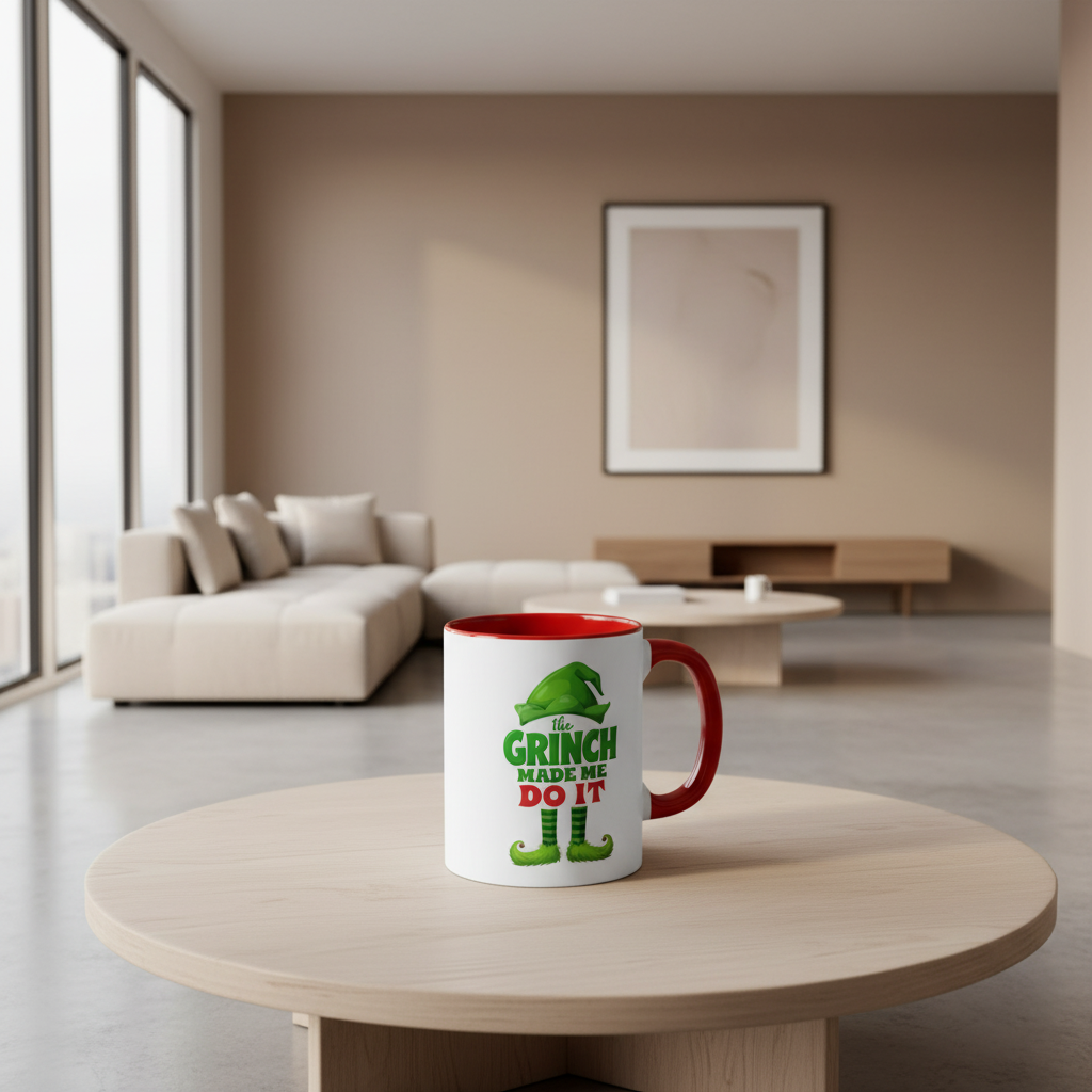 The Grinch Made Me Do It Christmas Mug — 11oz Accent Coffee Cup