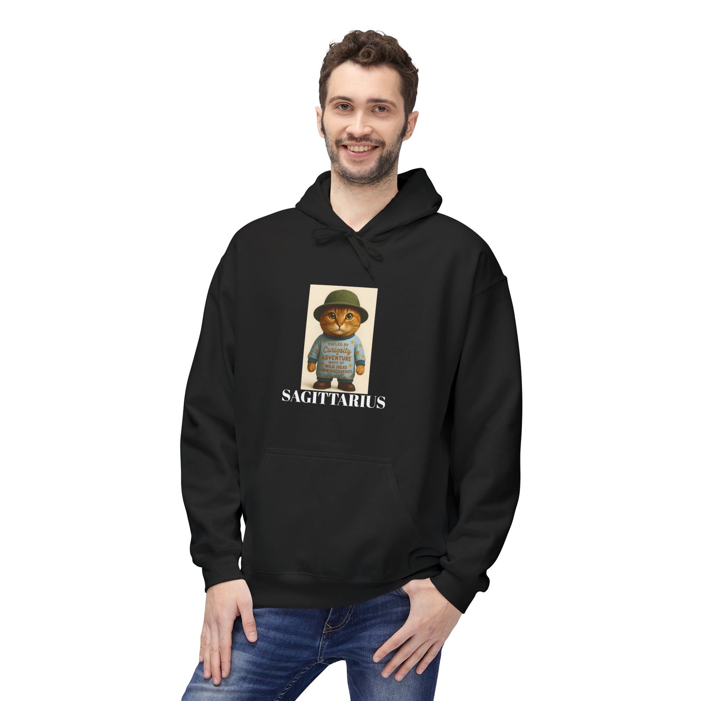 Sagittarius Cat Hoodie, Fueled by Wanderlust