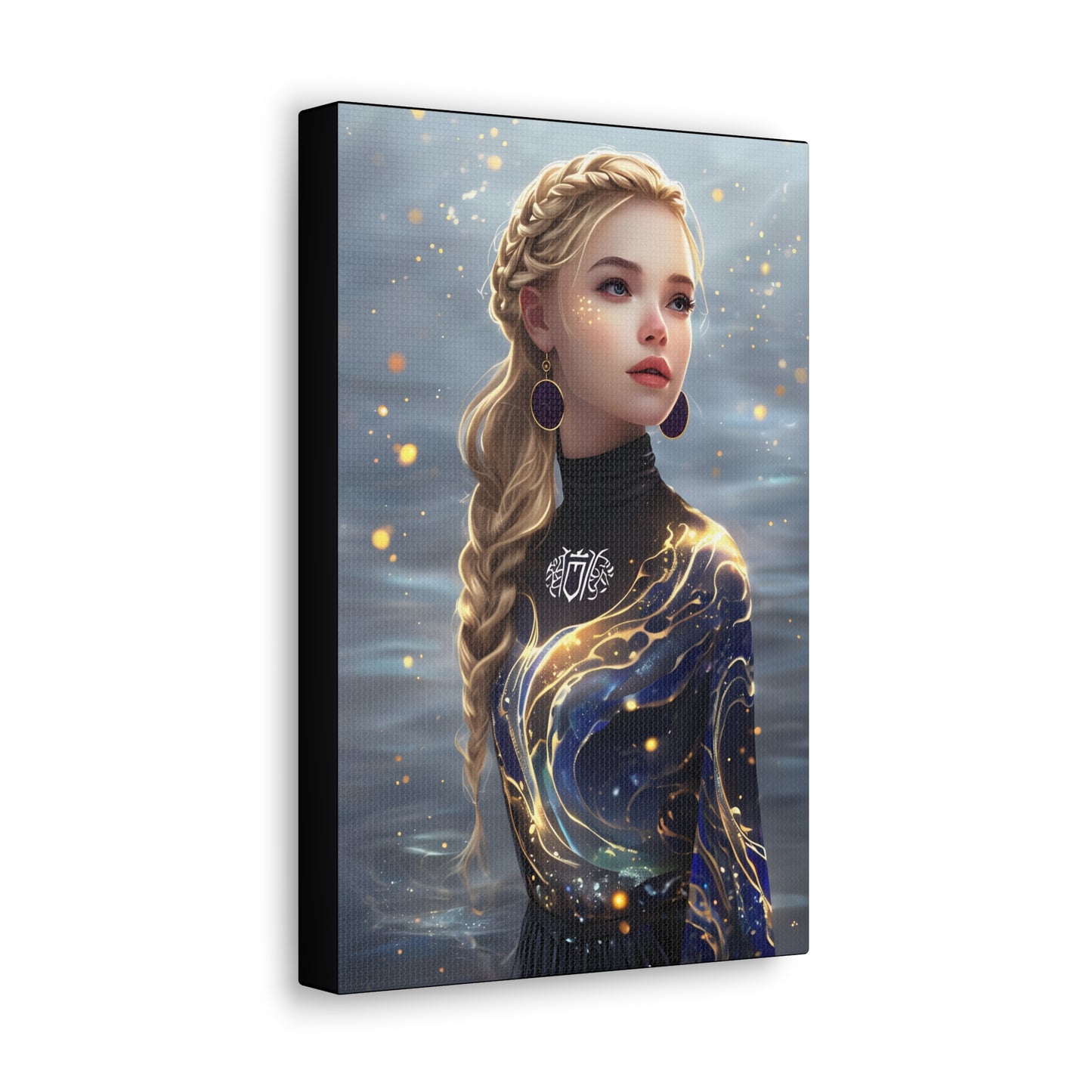 Canvas Art, Serene Woman Portrait Painting Printed on Classic Canvas, Wall Decor, Home Decor, Ethereal Atmosphere Art, Misty Water