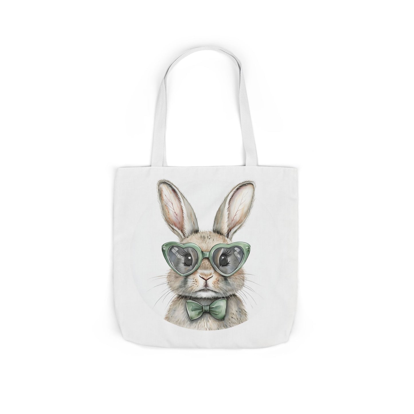 Playful Double Sided Bunny Canvas Tote Bag with 5-Color Straps, Eco-Friendly, Spring Gift, Perfect for Easter, Cute Animal Lover Bag