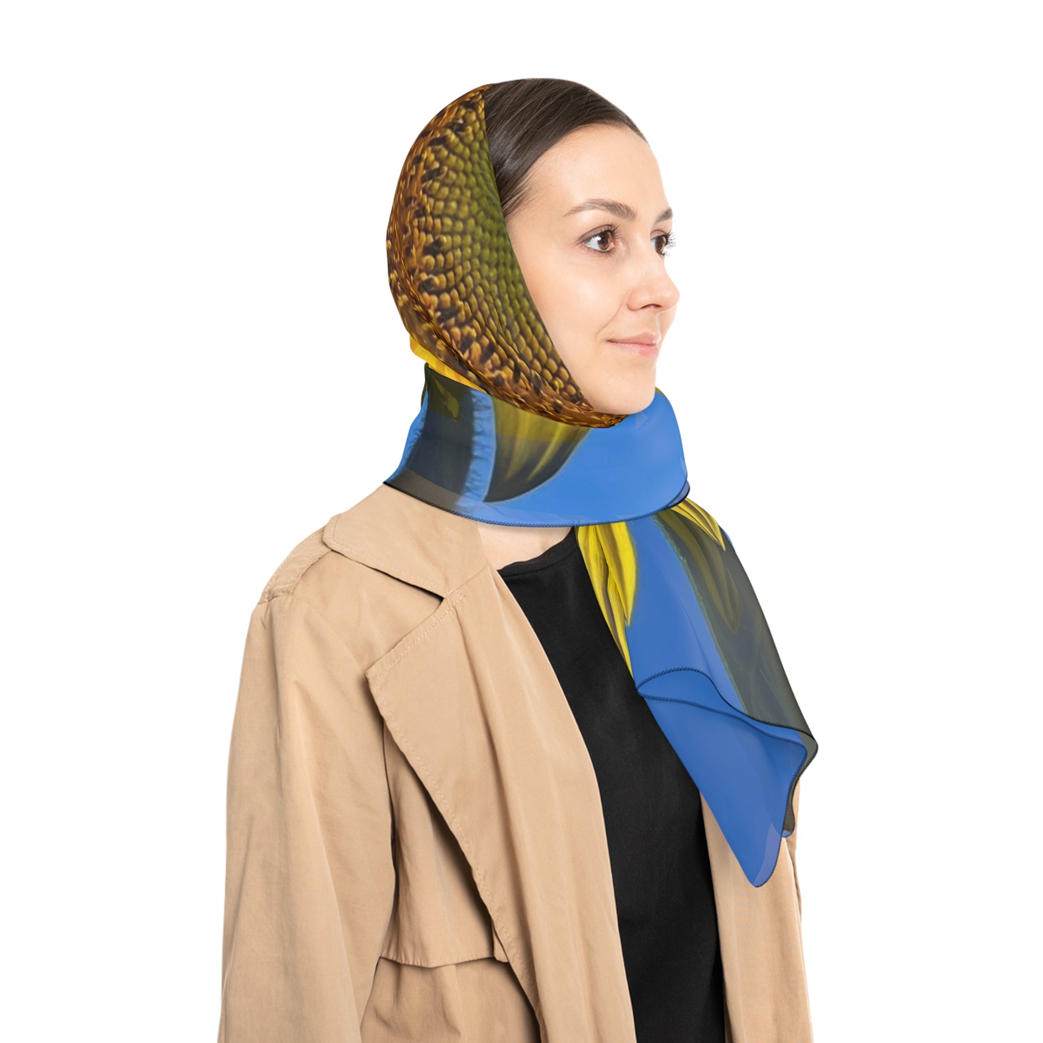 Sunflower Poly Scarf — Lightweight Silk-Look Fashion Scarf