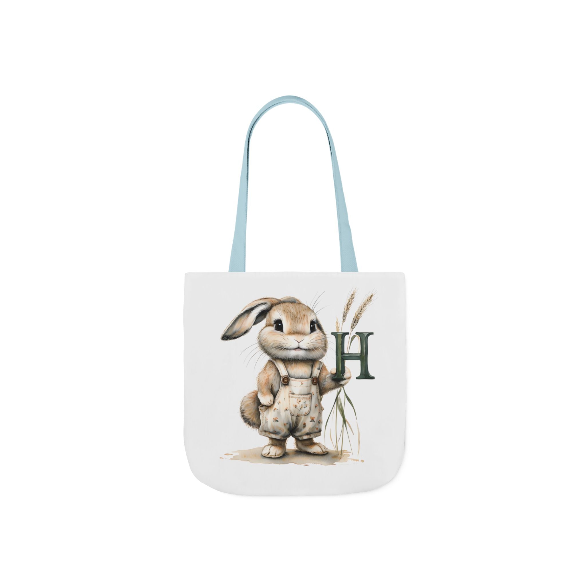 Cute Letter H Bunny Canvas Tote Bag, Ideal for Spring, Easter, Gardening, Eco-Friendly Shopping, Gift for Animal Lovers, Reusable Bag