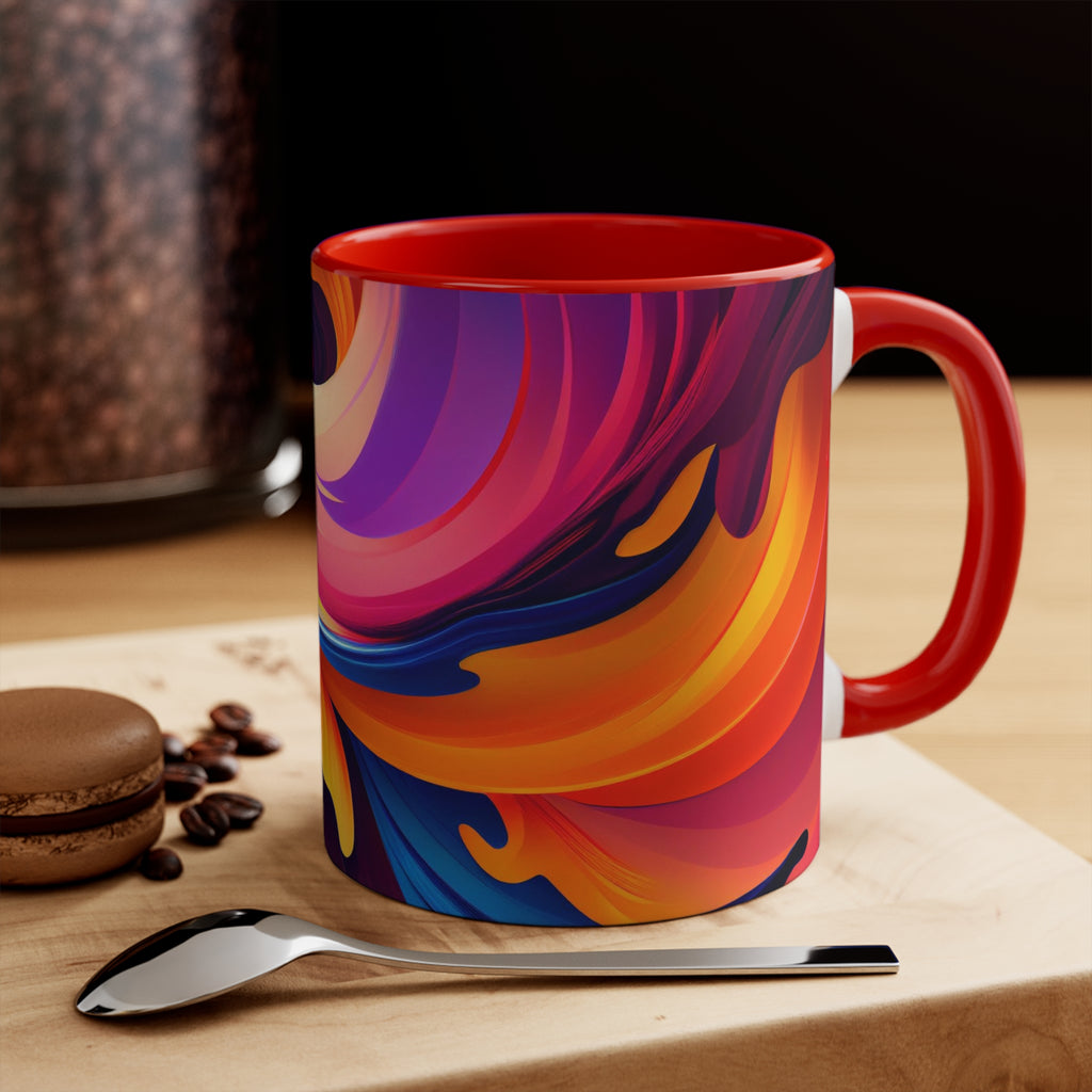 Colorful Wavy Accent Mug — 11oz Bright Ceramic Coffee Cup