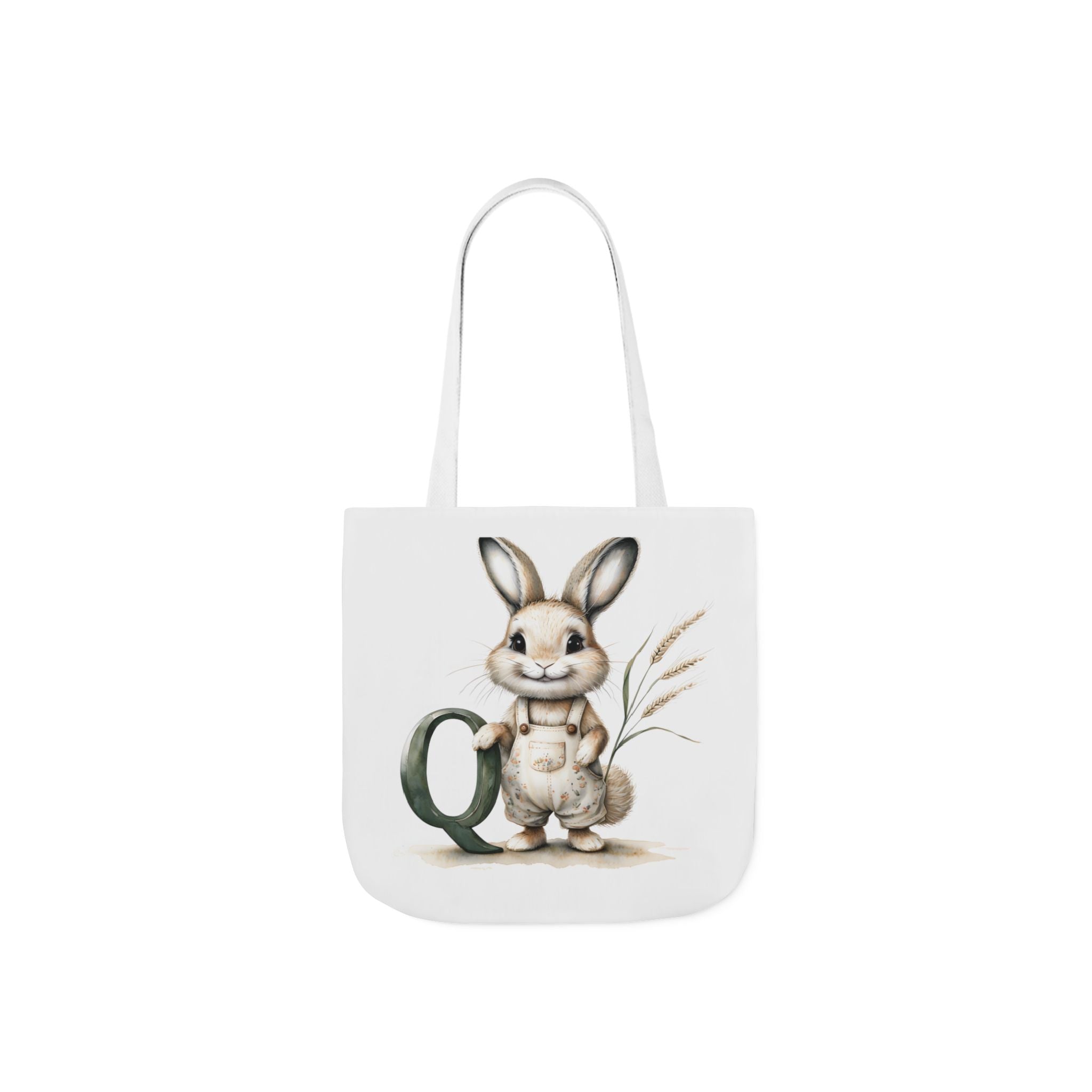 Cute Letter Q Rabbit Canvas Tote Bag - Eco-Friendly Shopping, Gift Bag, Farmer's Market, Kid's Lunch, Summer Fun