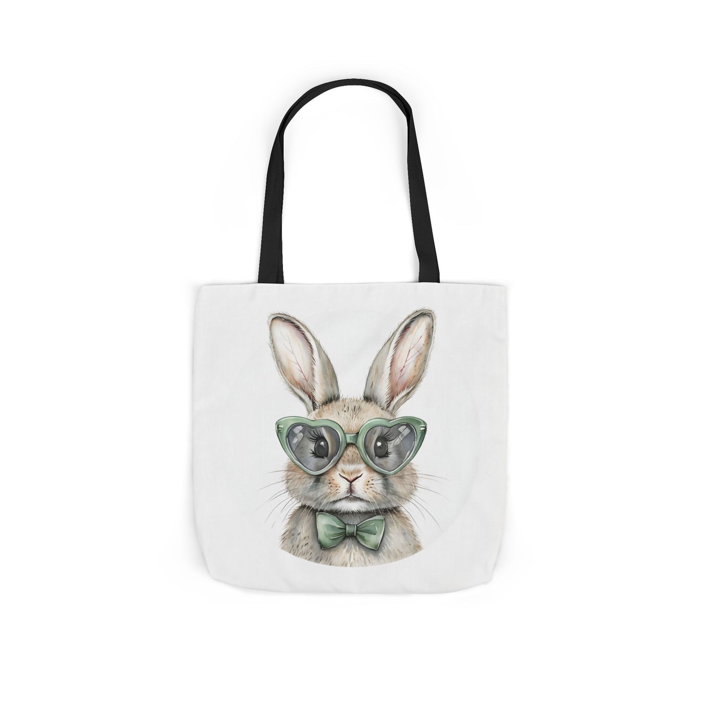 Playful Double Sided Bunny Canvas Tote Bag with 5-Color Straps, Eco-Friendly, Spring Gift, Perfect for Easter, Cute Animal Lover Bag