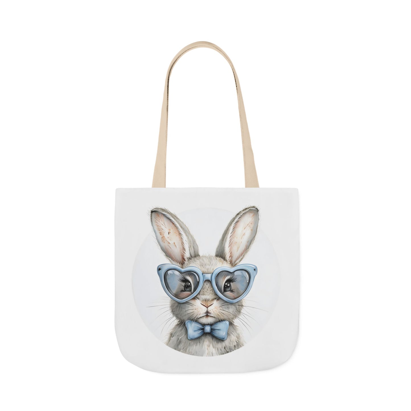 Cute Double Sided Bunny Canvas Tote Bag, Eco-Friendly Shopping Bag, Easter Gift, Spring Style Tote, Bunny Lover's Tote, 3-Color Straps