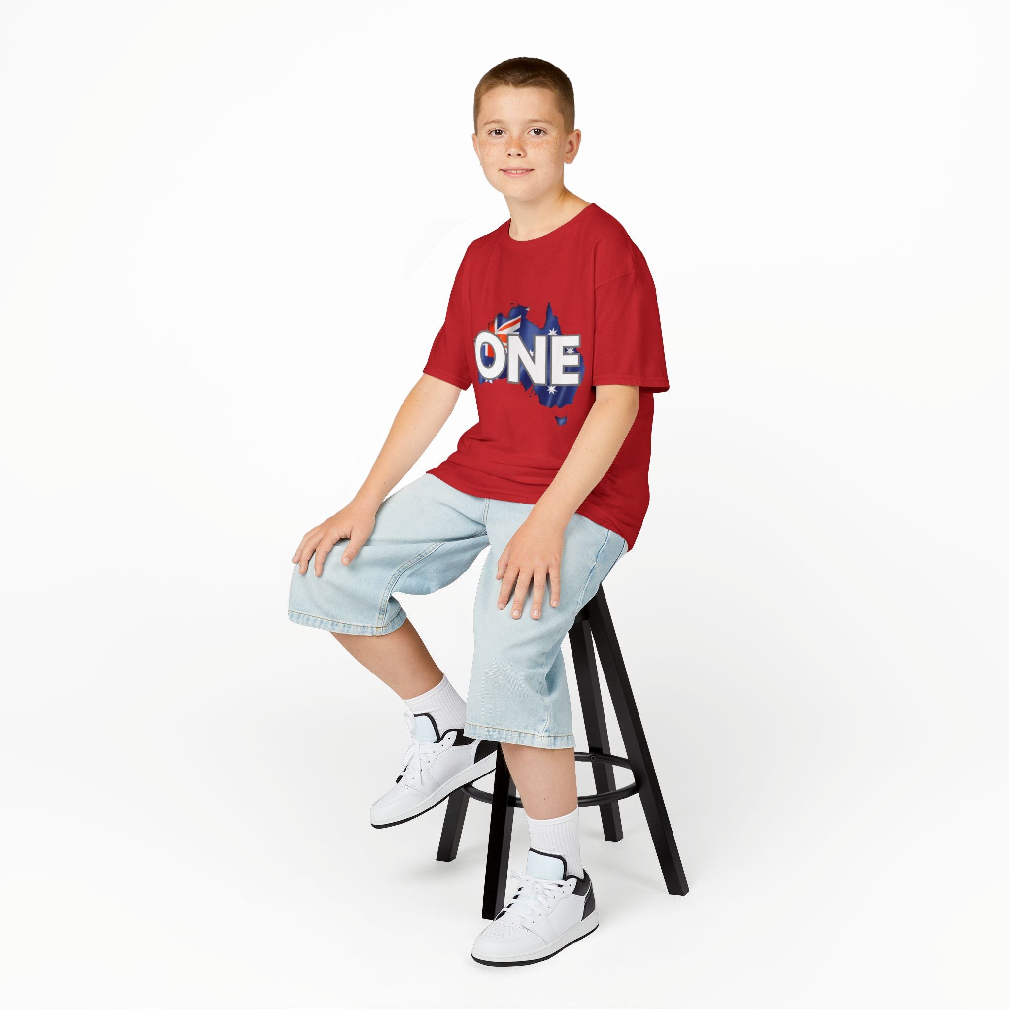 Kids Tee — "ONE" Australia Map Flag Unity Design (Patriotic Australia Day Shirt)