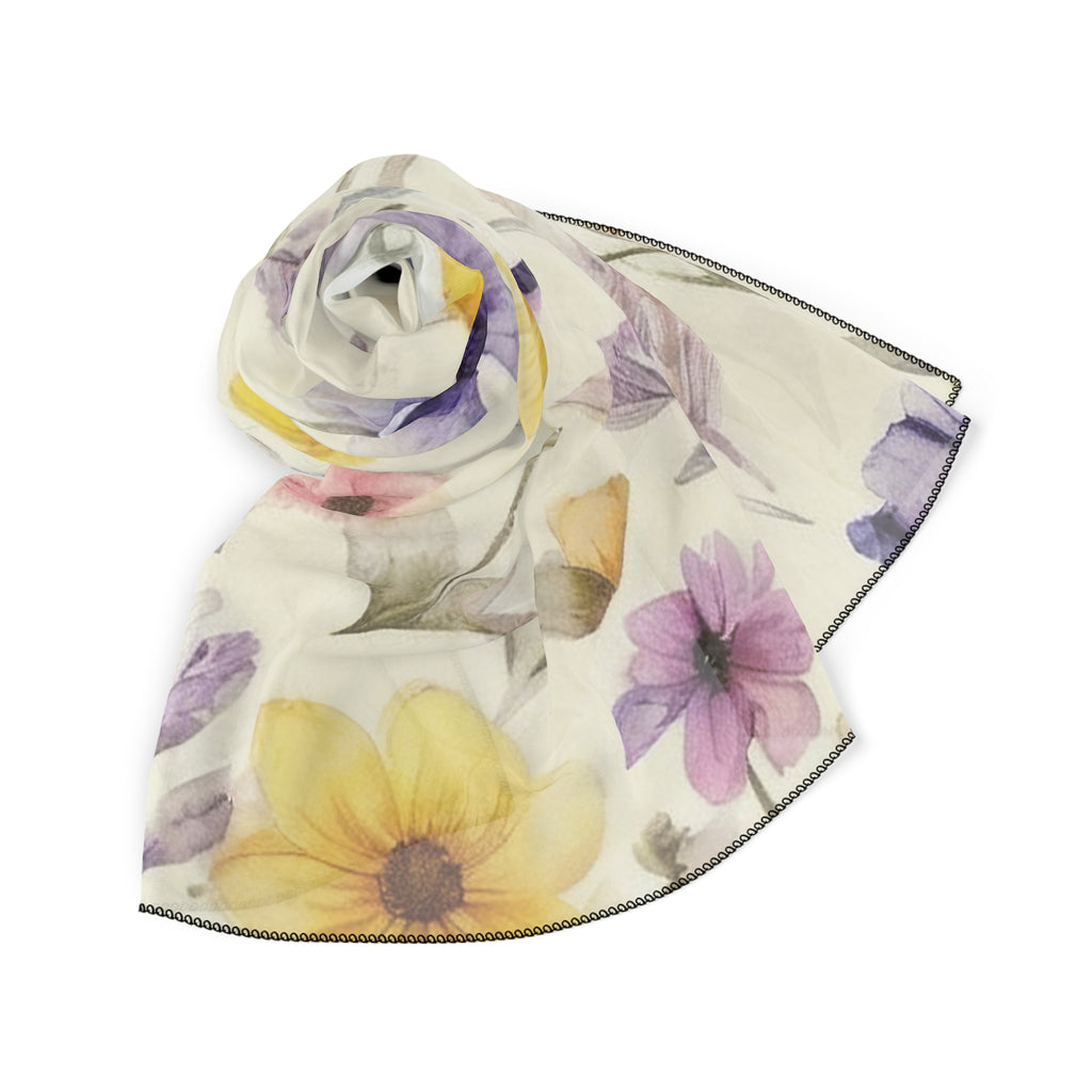 Mauve Pastel Floral Silk-Look Scarf — Soft Garden Print
