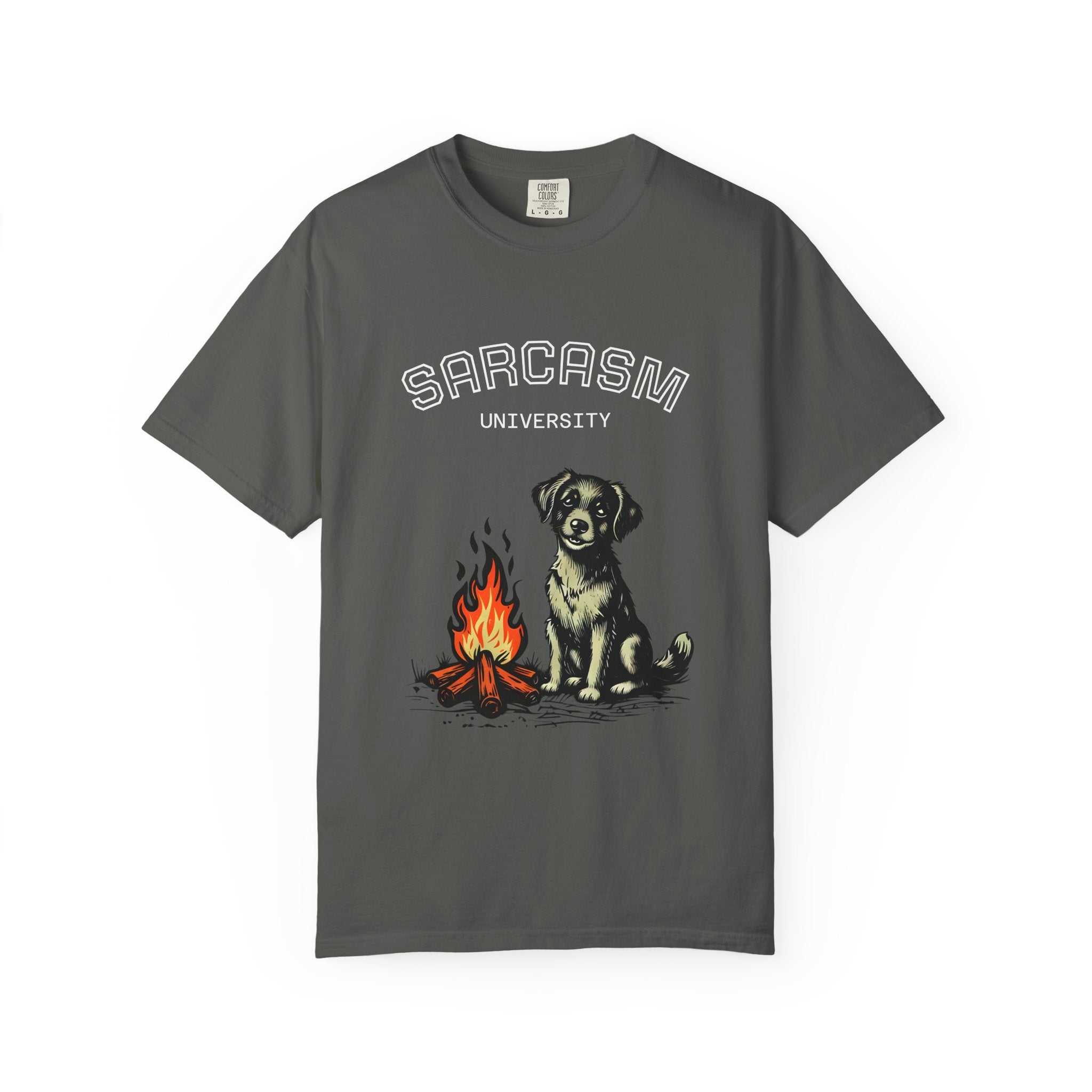 Sarcasm University, Hot Dog Unisex T-Shirt - Perfect for Dog Lovers, Quirky, Cozy Nights, Gifts for Pet Parents, Summer Camp Tee