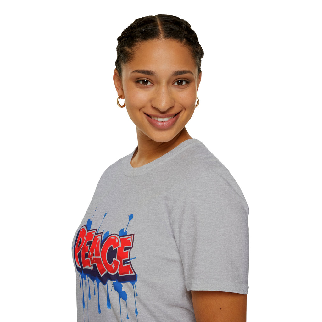 Red Peace Graffiti T-Shirt Ladies — Paint Drip Streetwear Tee