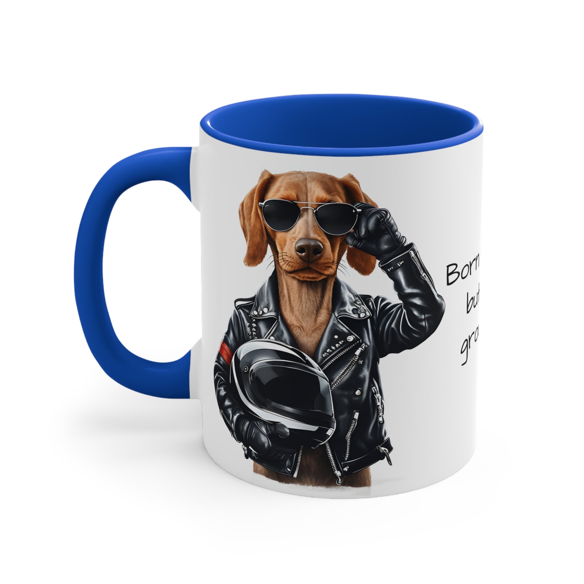 Brown Dachshund in Motorbike Outfit Accent Mug Trendy Dog Lover Mug Ideal Gift for Motorcycle and Dog Fans