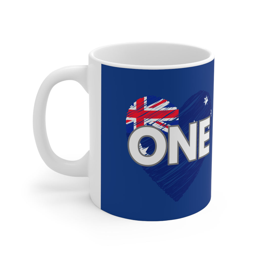 Australia ONE Heart Unity Blue Ceramic Coffee Mug — 11oz