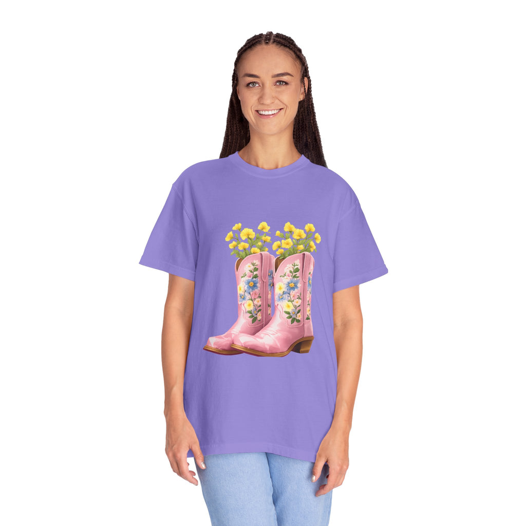Walk A Mile Smiling T-Shirt – Cowboy Boot Graphic Tee