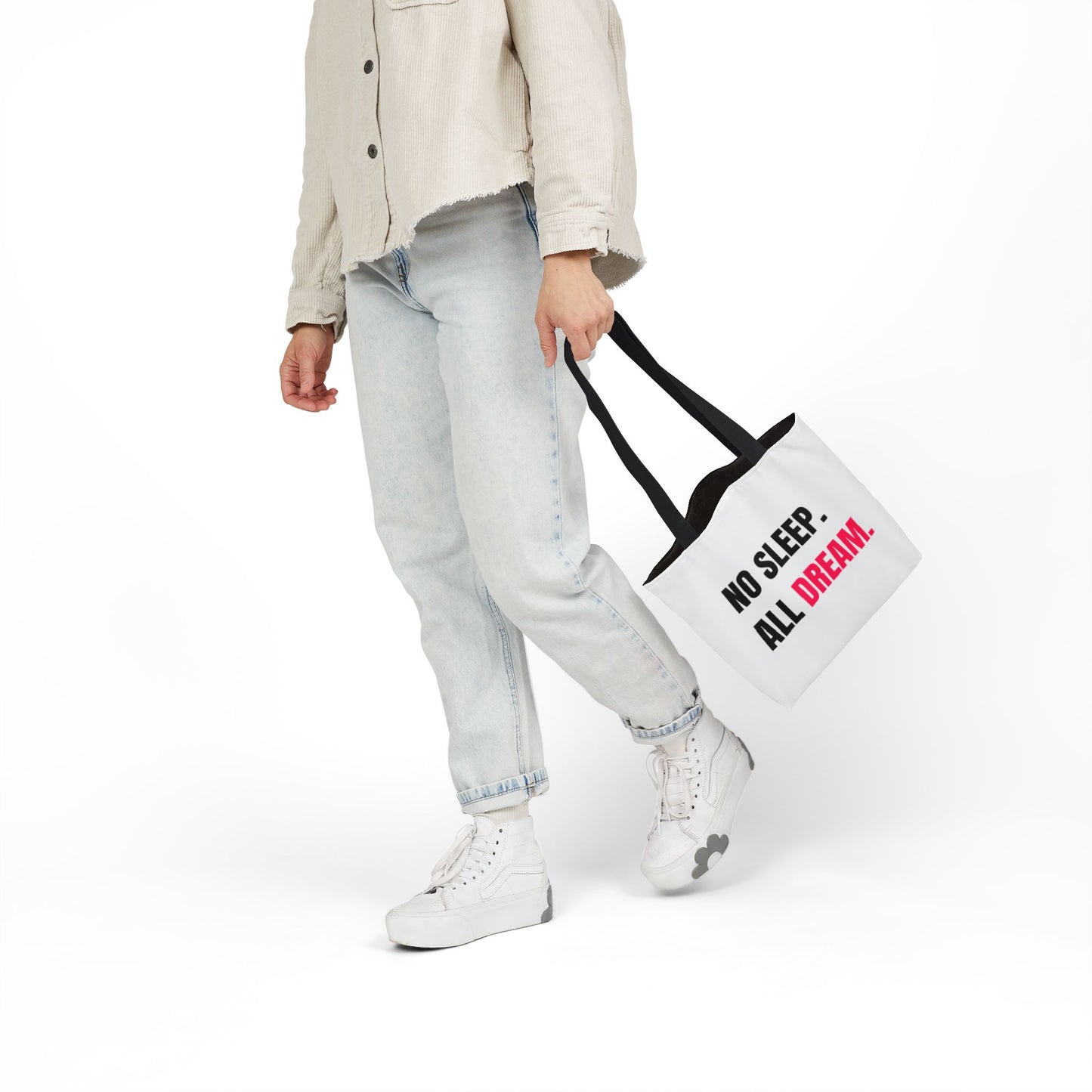 No Sleep, All Dream Double Sided Print Canvas Tote Bag, Motivational Bag, Dreamer’s Tote, Stylish Beach Bag, Everyday Carry Bag, Gift for Dreamers