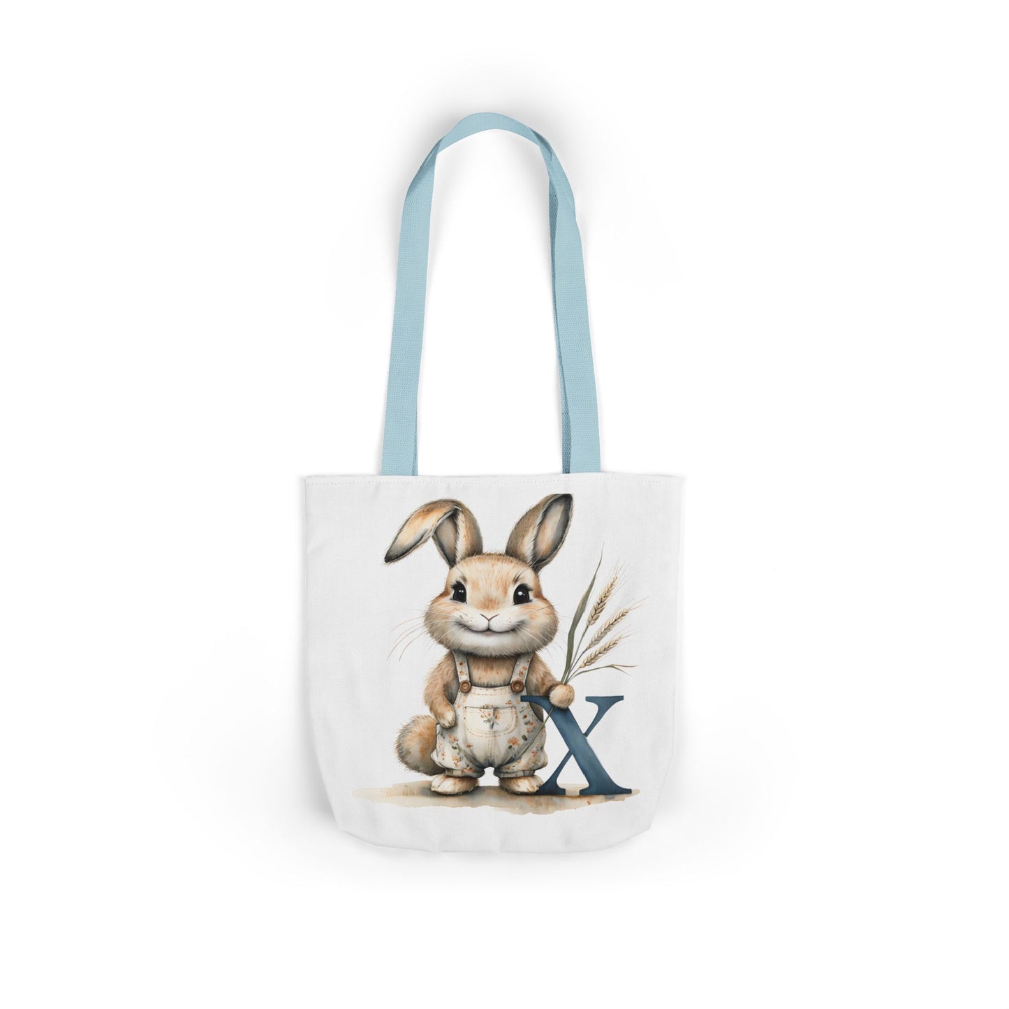 Cute Letter X Bunny Canvas Tote Bag with 5-Color Straps, Ideal for Spring, Easter Gifts, Eco-Friendly Shopping, Animal Lovers, Cute Designs