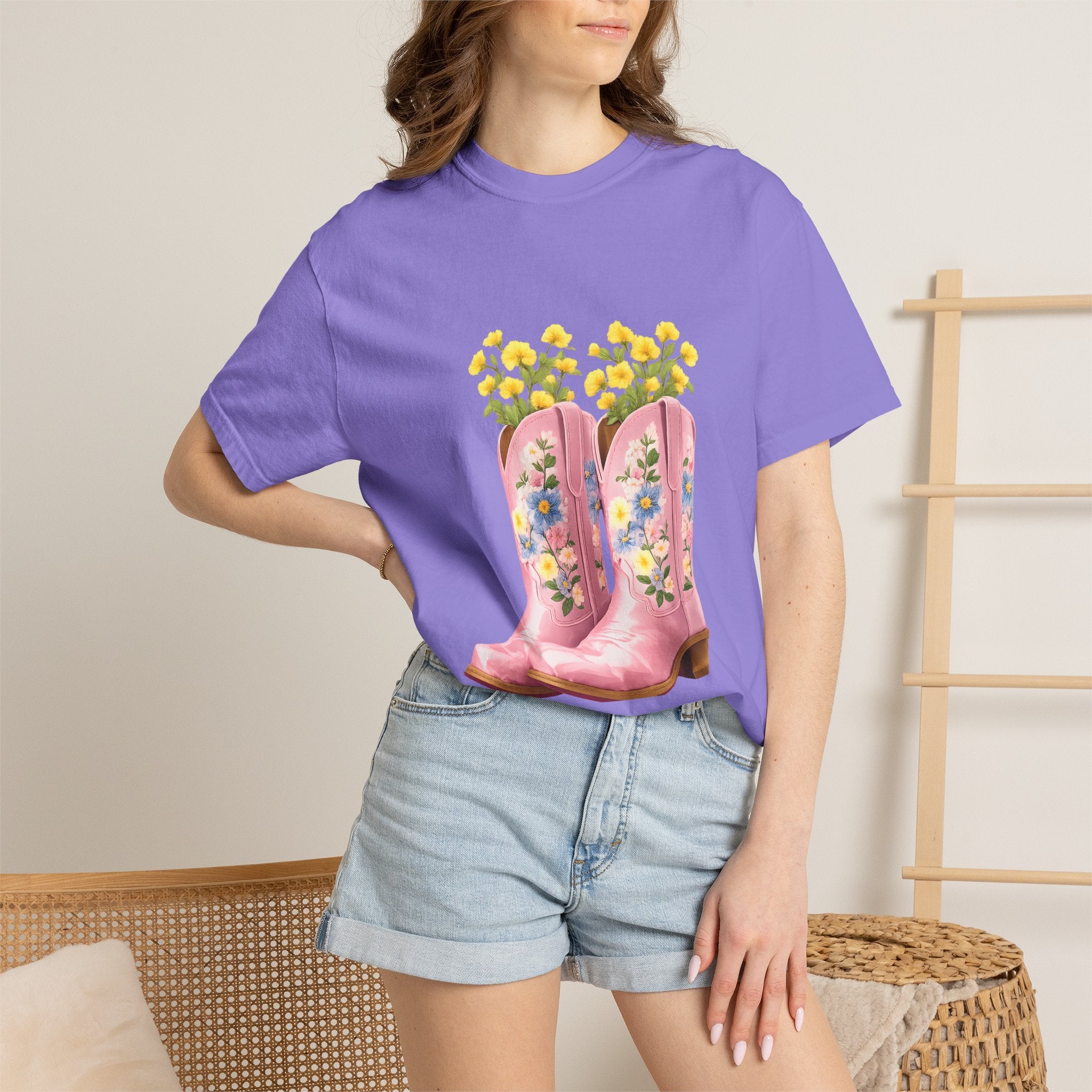 Walk A Mile Smiling T-Shirt – Cowboy Boot Graphic Tee