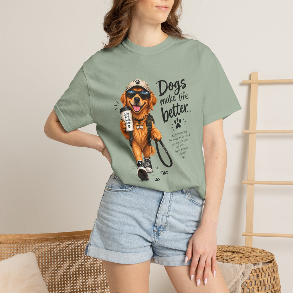Dog Lovers Golden Retriever T‑Shirt — "Dogs Make Life Better" Graphic Tee