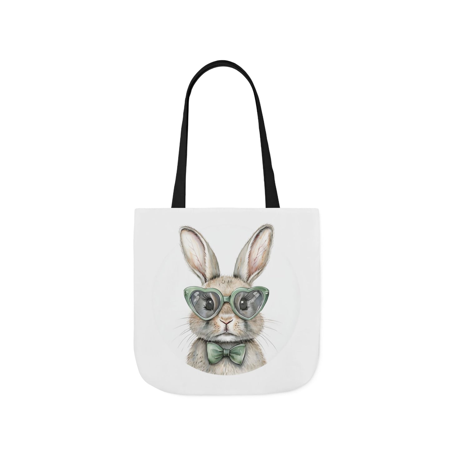 Playful Double Sided Bunny Canvas Tote Bag with 5-Color Straps, Eco-Friendly, Spring Gift, Perfect for Easter, Cute Animal Lover Bag