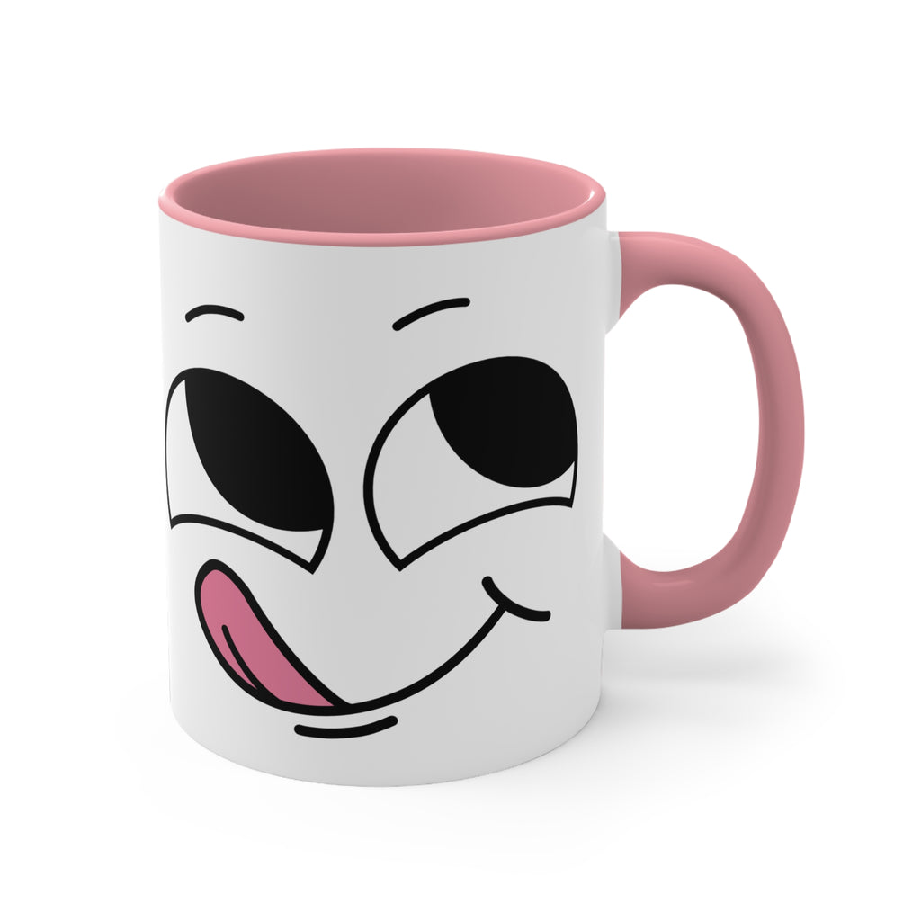 Quirky PINK Tongue Face Outline Accent Mug 11oz