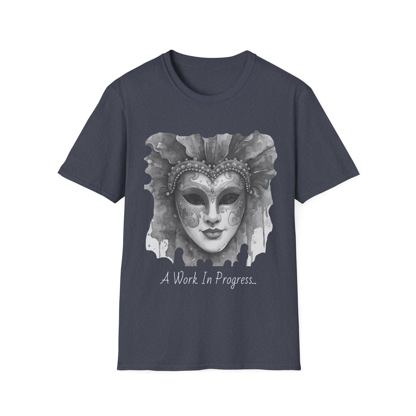 Masquerade Face T-Shirt — "Work in Progress" Watercolor Mask Tee