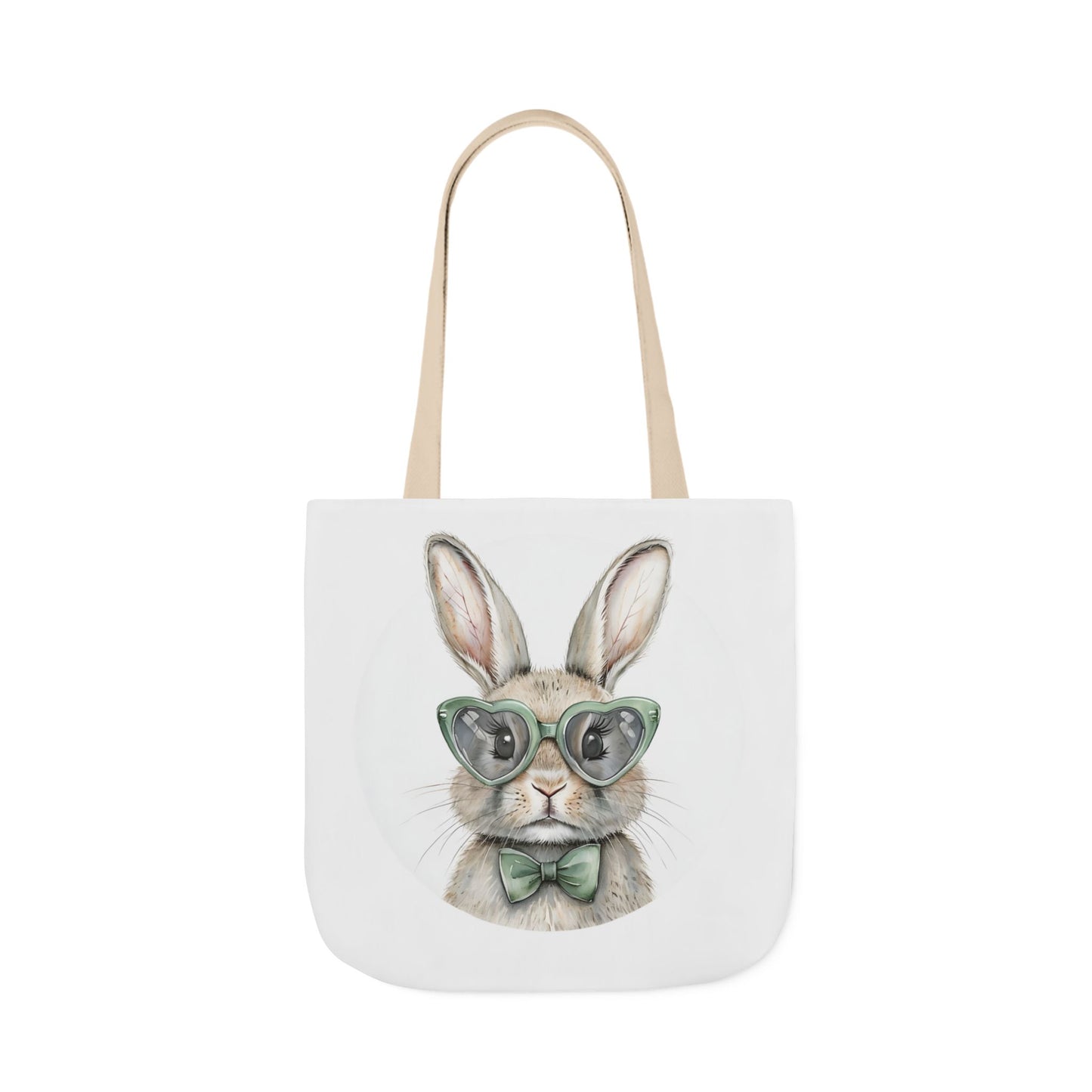 Playful Double Sided Bunny Canvas Tote Bag with 5-Color Straps, Eco-Friendly, Spring Gift, Perfect for Easter, Cute Animal Lover Bag