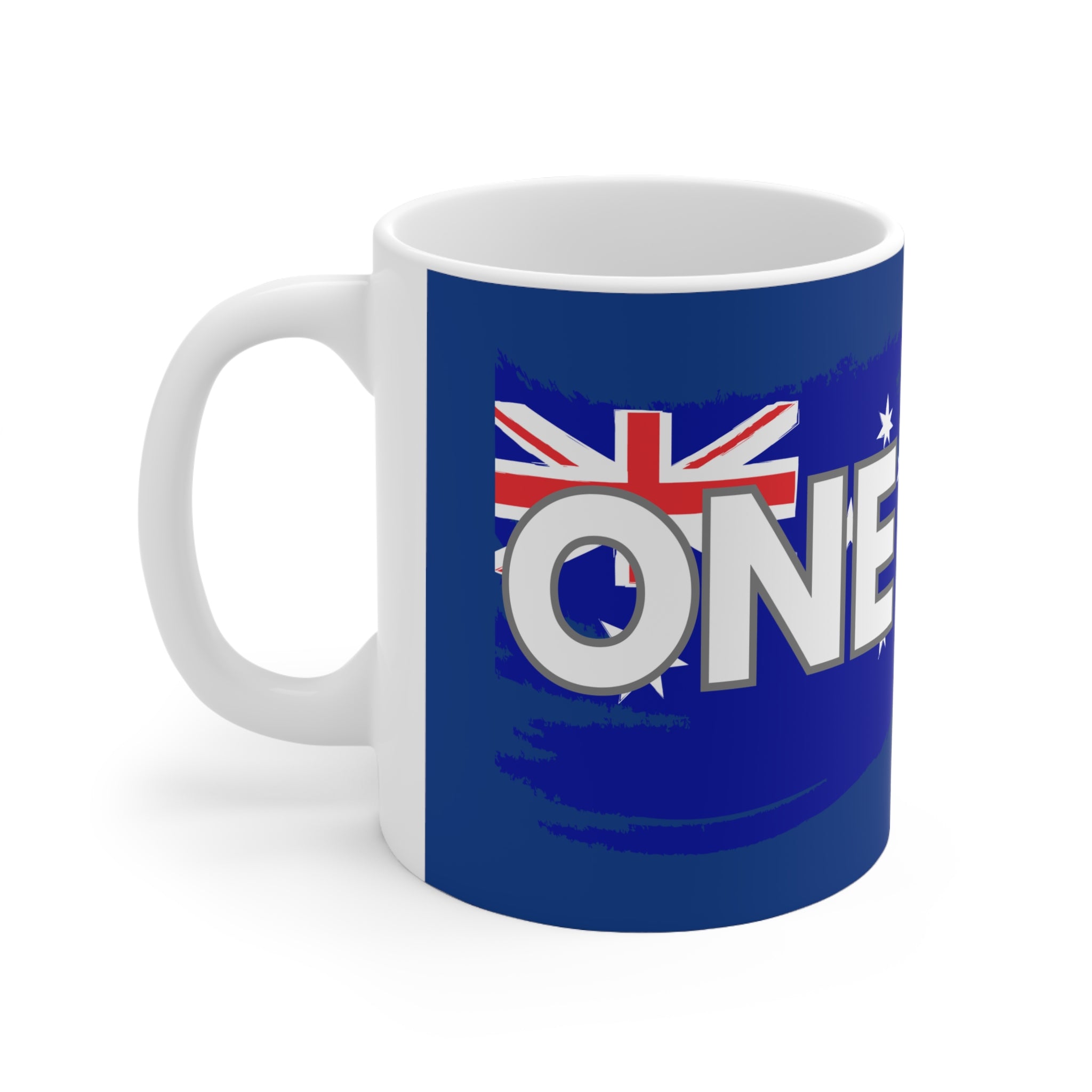 Australia ONE Torn Flag Map Unity Blue Ceramic Coffee Mug — 11oz