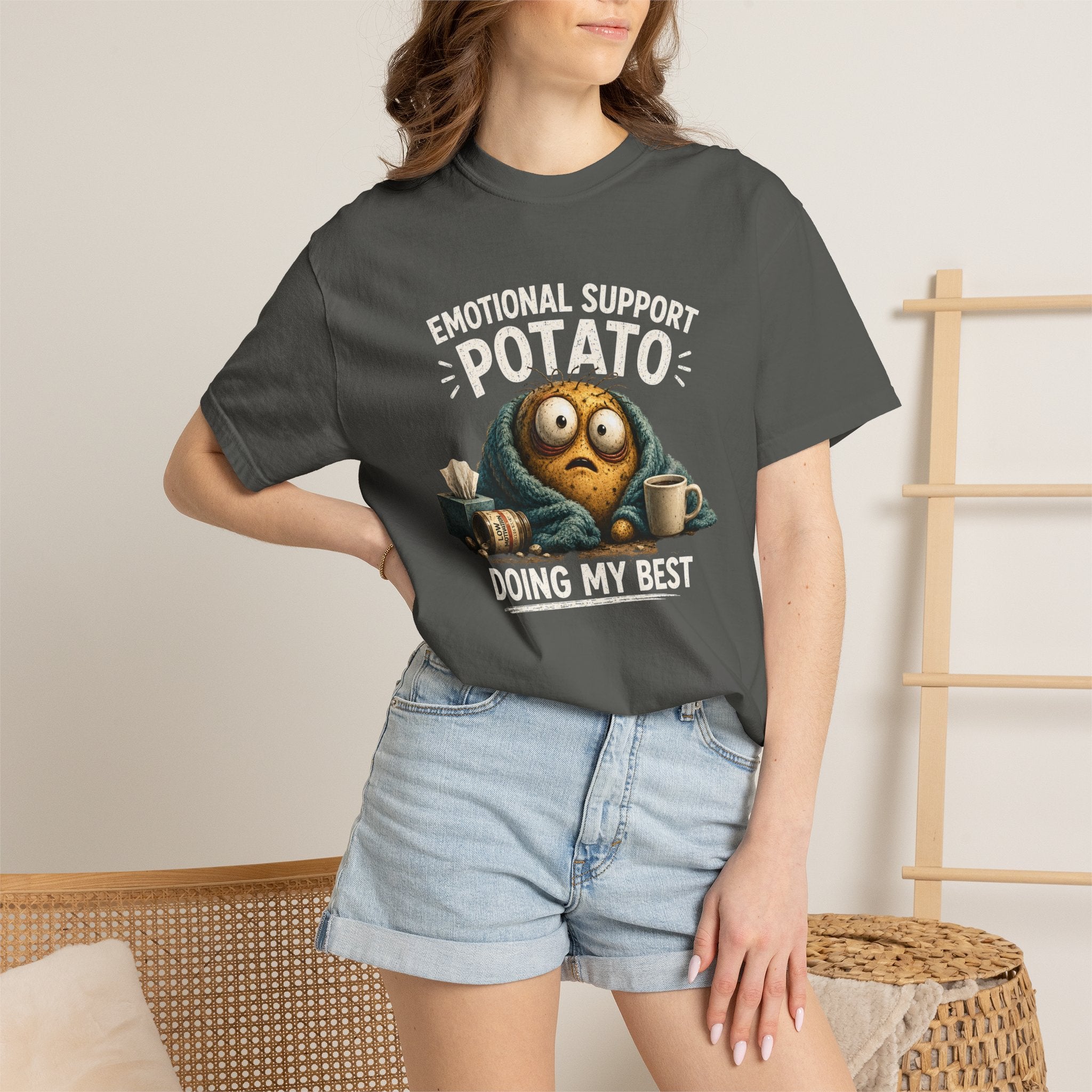 Emotional Support Potato T-Shirt — 'Doing My Best' Funny Comfort Tee